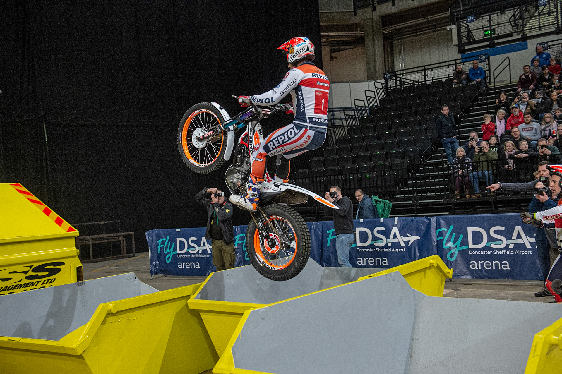SHEFFIELD, ENGLAND  - DECEMBER 28TH  Tony Bou, Spain (Montessa) on Section 6, The Skips,  during the 25th Anniversary Sheffield Indoor Trial at the FlyDSA Arena, Sheffield on Saturday 28th December 2019. (Credit: Ian Charles | MI News)
