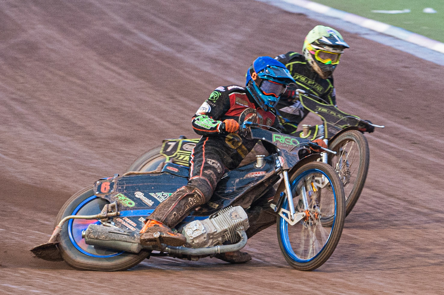 Photo by Ian Charles

Dimitri Bergé  (Blue) cuts across Jake Allen  (Yellow)


Belle Vue Aces v Ipswich Witches, British Speedway Premiership, Belle Vue National Speedway Stadium, Manchester, Monday 8  July  2019