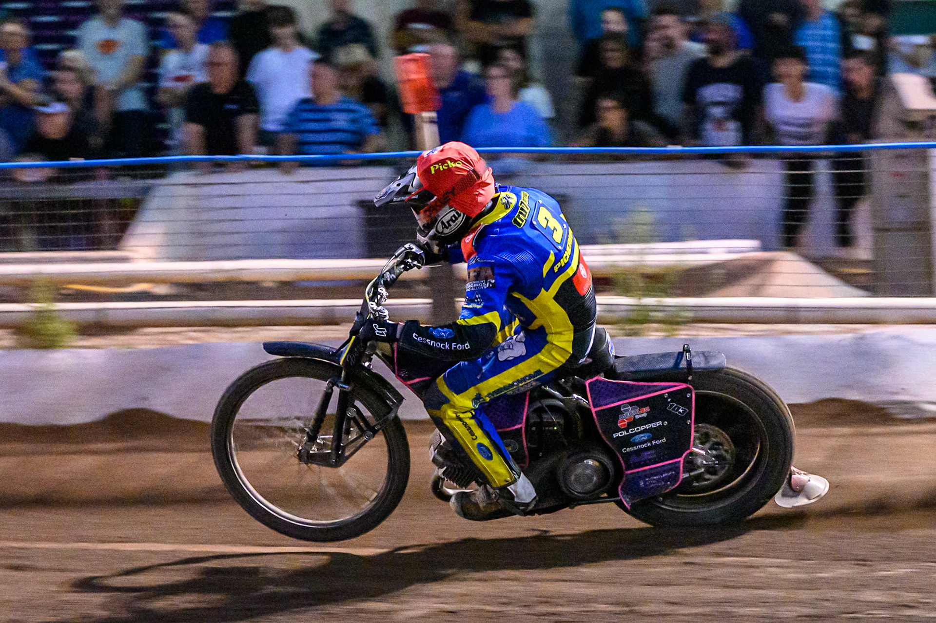 Josh Pickering of Sheffield Tigers  in action during the Rowe Motor Oil Premiership match between Sheffield Tigers and Belle Vue Aces at Owlerton Stadium, Sheffield on Monday 11th August 2025. (Photo: Ian Charles | MI News)