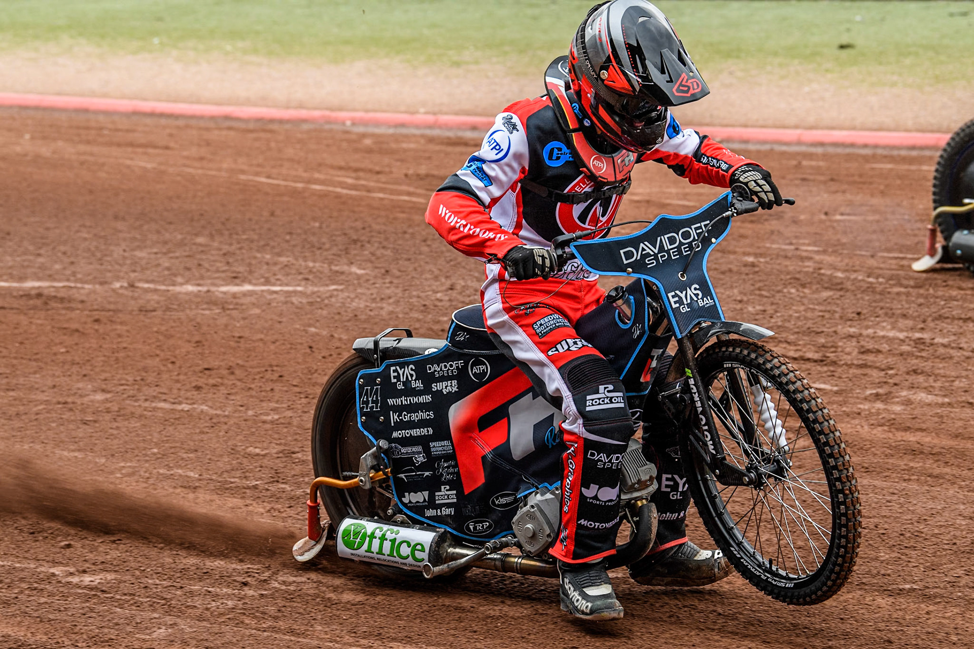 Belle Vue Colts' rider Freddy Hodder does a practice start during the Belle Vue Aces Media Day at the National Speedway Stadium, Manchester on Monday 11th March 2024. (Photo: Ian Charles | MI News)