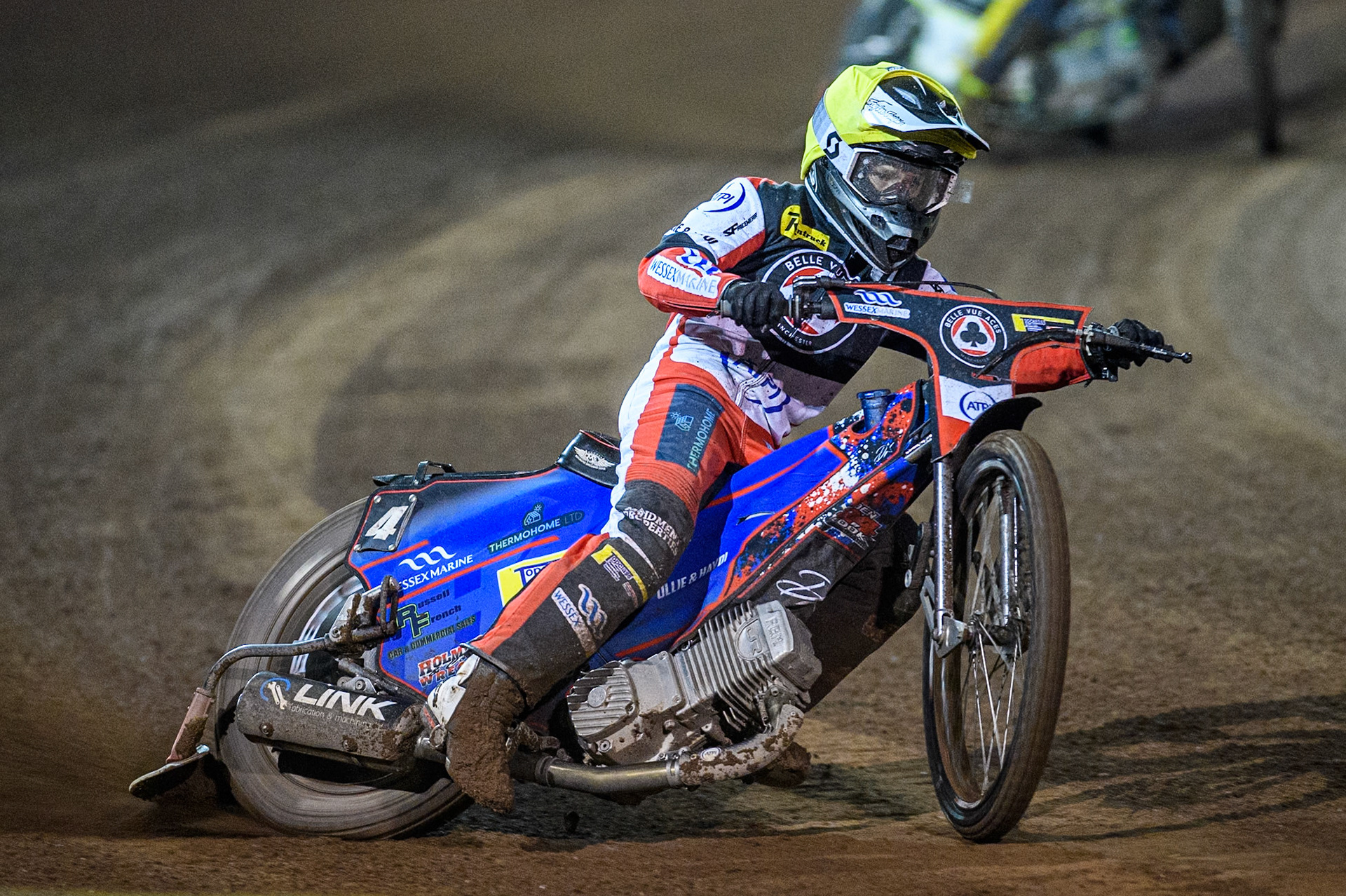 Belle Vue Aces' Ben Cook  in action during the Rowe Motor Oil Premiership Play Off Semi Final 2nd leg between Sheffield Tigers and Belle Vue Aces at Owlerton Stadium, Sheffield on Thursday 19th September 2024. (Photo: Ian Charles | MI News)