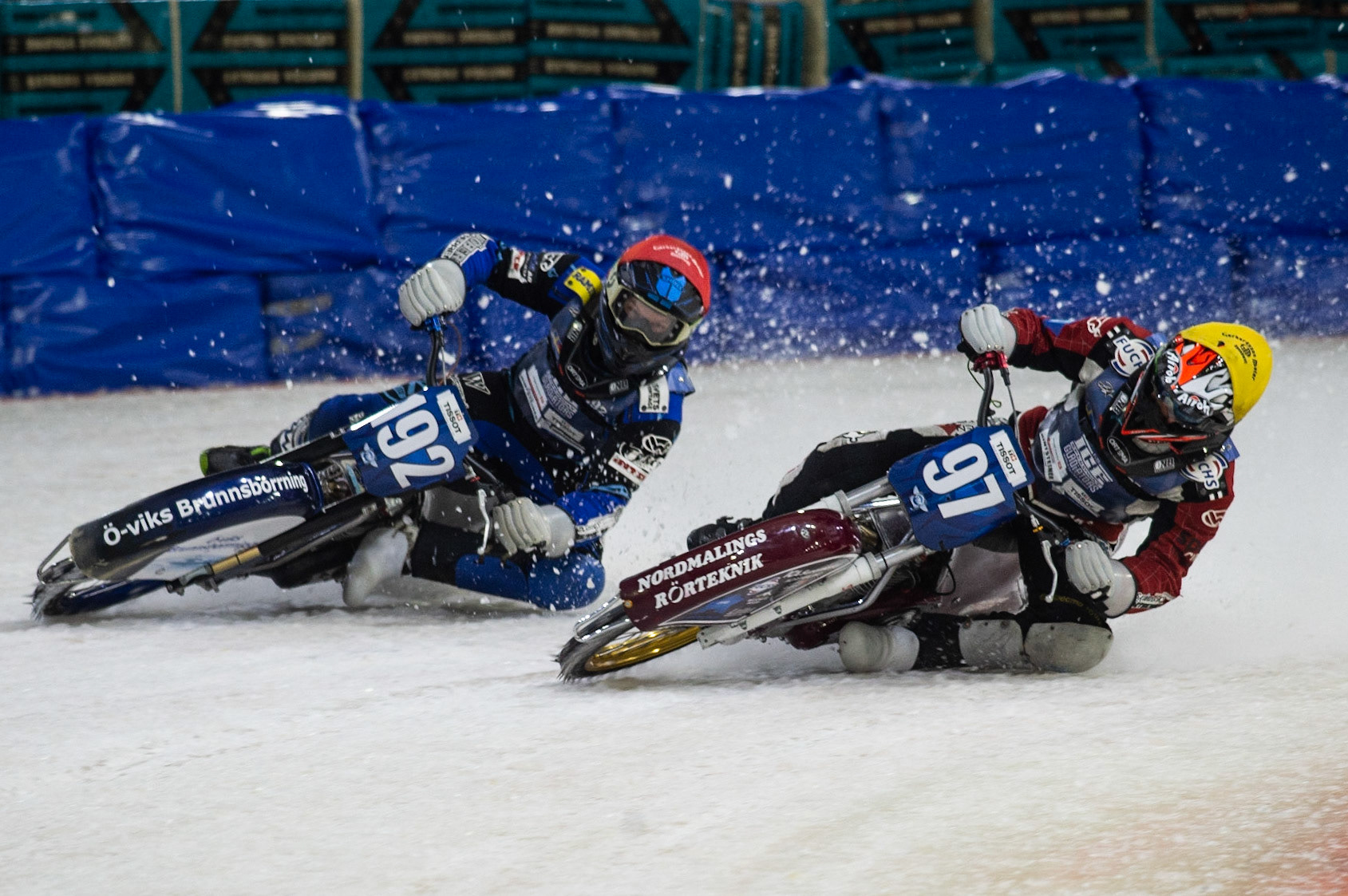 Photo: Ian Charles

Niclas Svensson (192) passes Ove Ledström (97) on the outside

FIM Ice Speedway Gladiators World Championship, Event 5.2, Ice Rink Thialf, Heerenveen, Netherlands Sunday  31  March  2019
