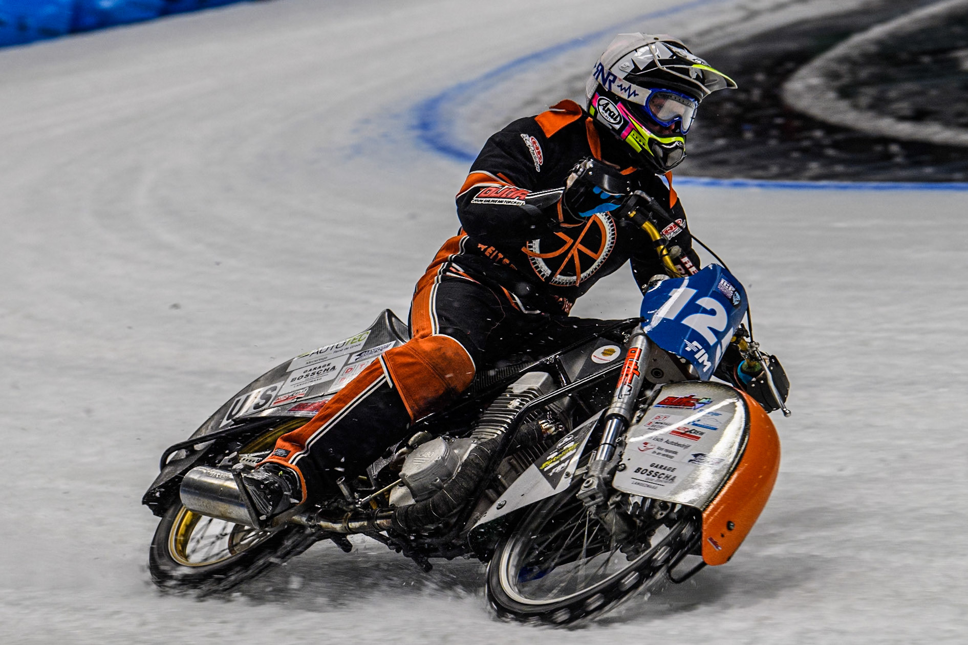 Sebastian Reitsma (125) of The Netherlands in action during the Ice Speedway Gladiators World Championship Final 2 at Max-Aicher-Arena, Inzell on Sunday 16th March 2025. (Photo: Ian Charles | MI News)