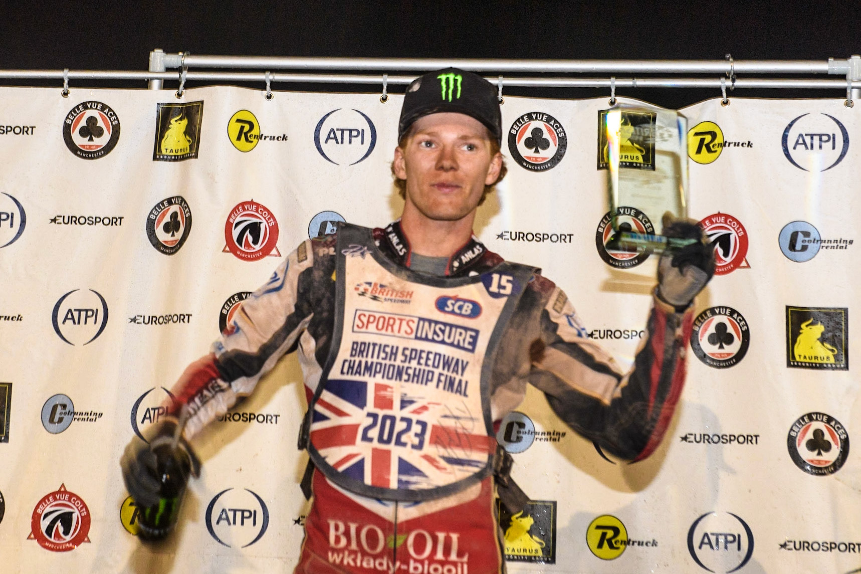 British Champion - Dan Bewley during the Sports Insure British Speedway Final at the National Speedway Stadium, Manchester on Monday 14th August 2023. (Photo: Ian Charles | MI News)