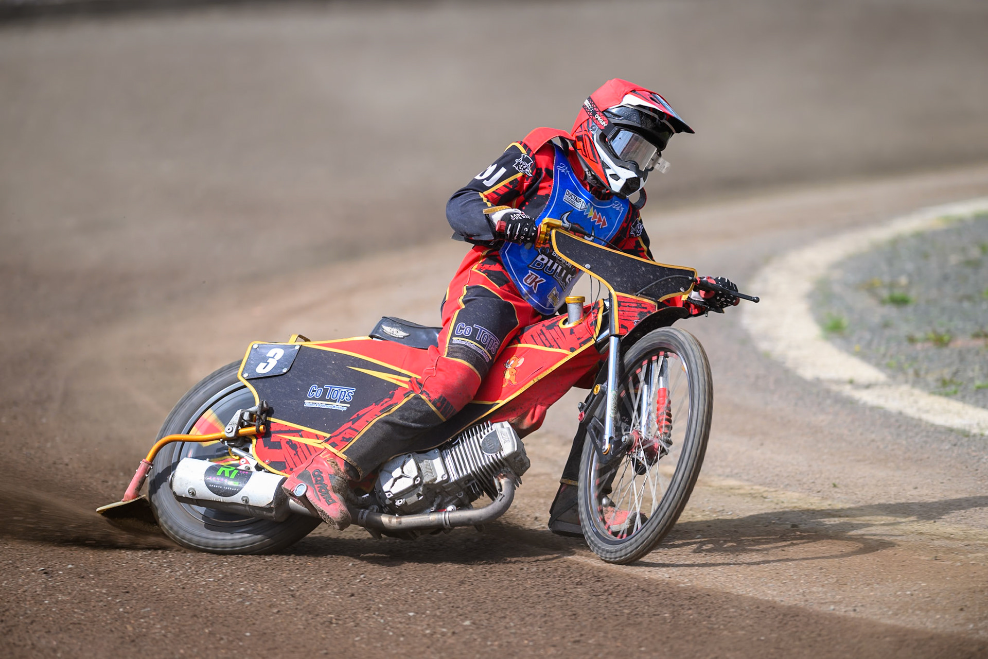 Luke Harris of Buxton Bulls  in action during the WSRA National Development League match between Buxton Bulls and King's Lynn Young Stars at Hi-Edge Speedway, Buxton on Sunday 9th August 2026. (Photo: Ian Charles | MI News)