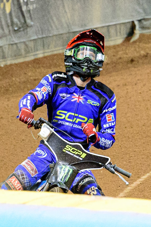 Dan Bewley (99) celebrates qualifying for his first SGP Grand Final during the FIM  Speedway Grand Prix of Great Britain at the Principality Stadium, Cardiff on Saturday 13th August 2022. (Credit: Ian Charles | MI News