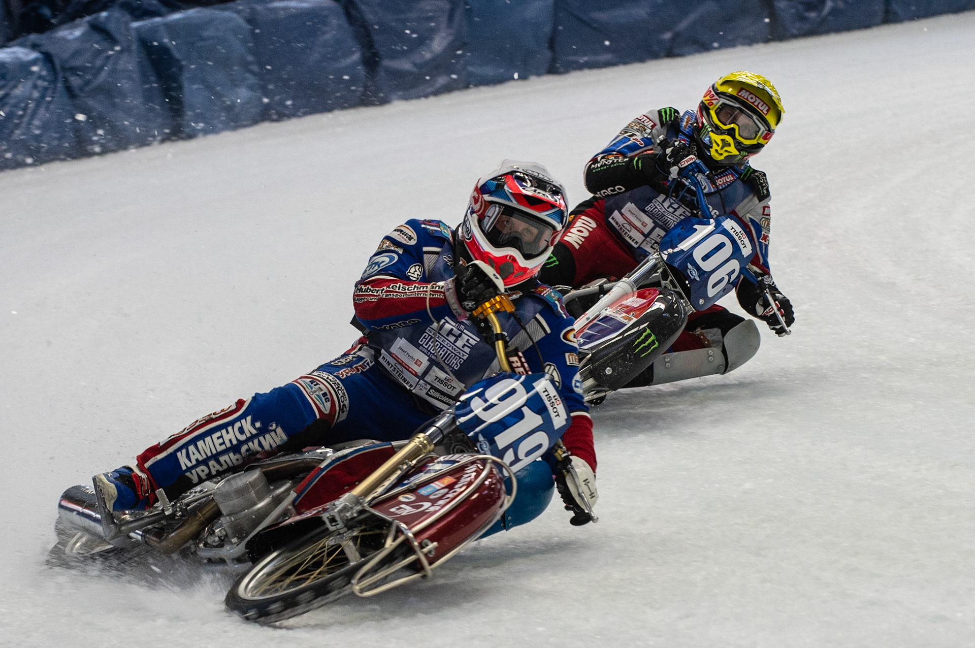 Photo: Ian Charles

Dmitri Khomitsevich (919) leads Dmitri Koltakov (106)

FIM Ice Speedway Gladiators World Championship, Event 4.2, Max-Aicher-Arena, Inzell, Germany, Sunday 17 March 2019