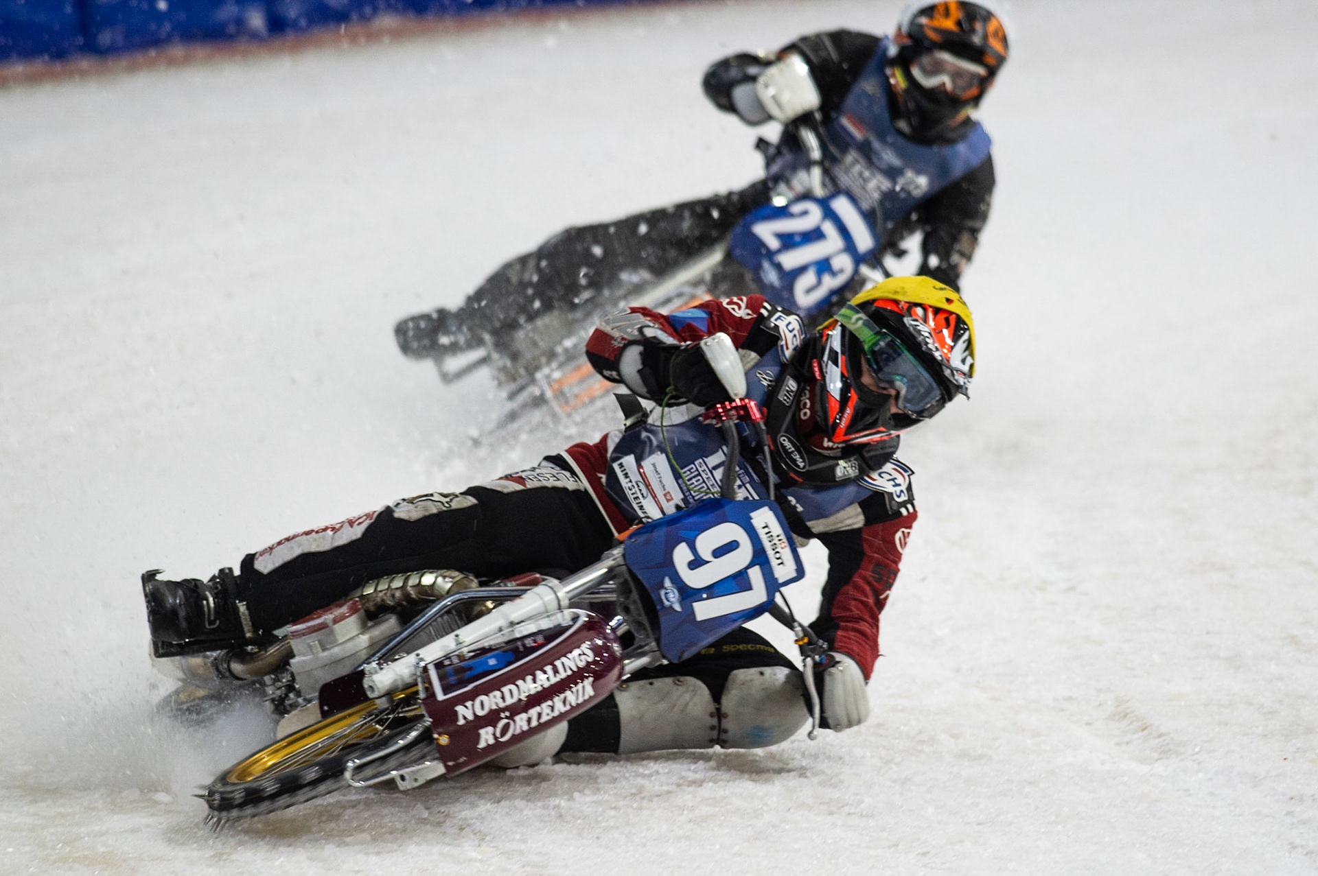 Photo: Ian Charles

Ove Ledström (97) leads Jimmy Tuinstra (273)

FIM Ice Speedway Gladiators World Championship, Event 5.2, Ice Rink Thialf, Heerenveen, Netherlands Sunday  31  March  2019