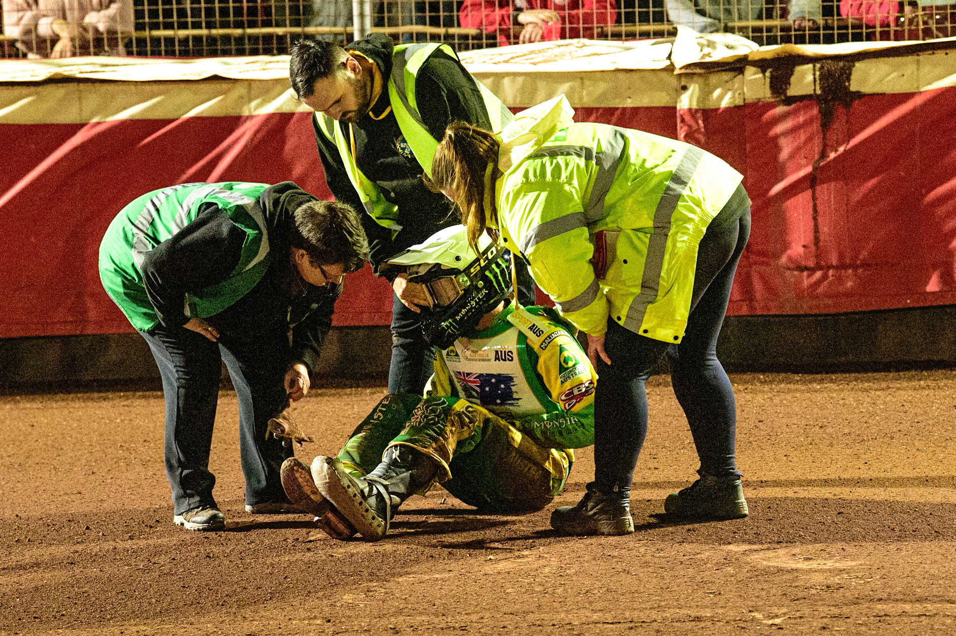 Jack Holder (Australia) after his Heat 19 fall on turn 1 during the FIM Speedway Grand Prix Challenge at the Peugeot Ashfield Stadium, Glasgow on Saturday 20th August 2022. (Credit: Ian Charles | MI News)