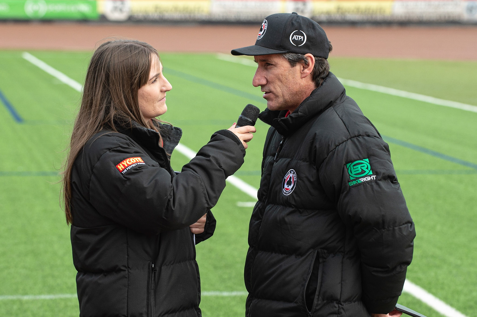 Photo by Ian Charles:

Hayley interviews Mark Lemon 

Belle Vue Aces v Peterborough Panthers, British Speedway Premiership, National Speedway Stadium, Manchester, Thursday, 13, June, 2019