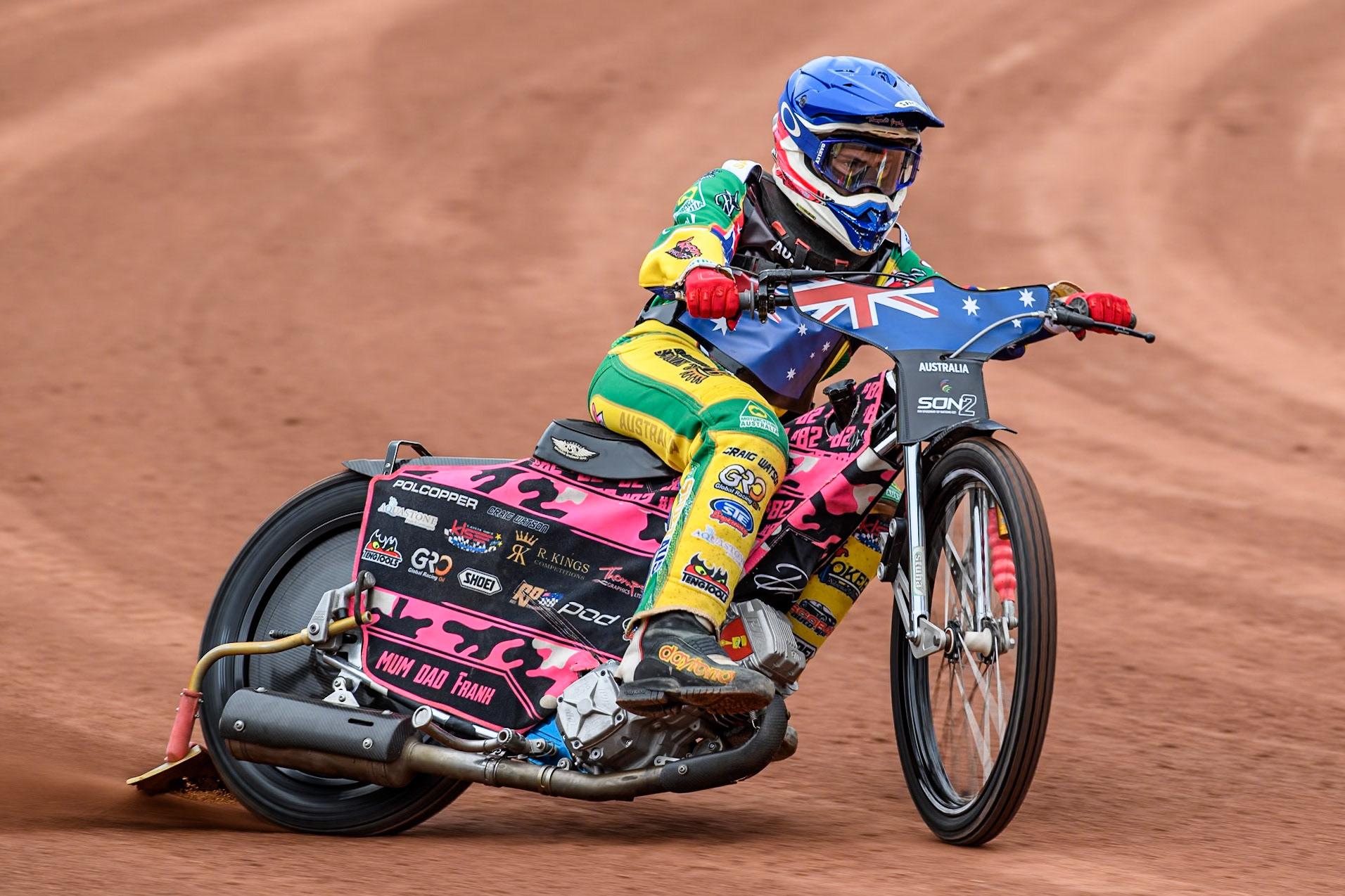 James Pearson of Australia practices during the Monster Energy FIM Speedway of Nations 2 (Under 21) Final at the National Speedway Stadium, Manchester on Friday 12th July 2024. (Photo: Ian Charles | MI News)