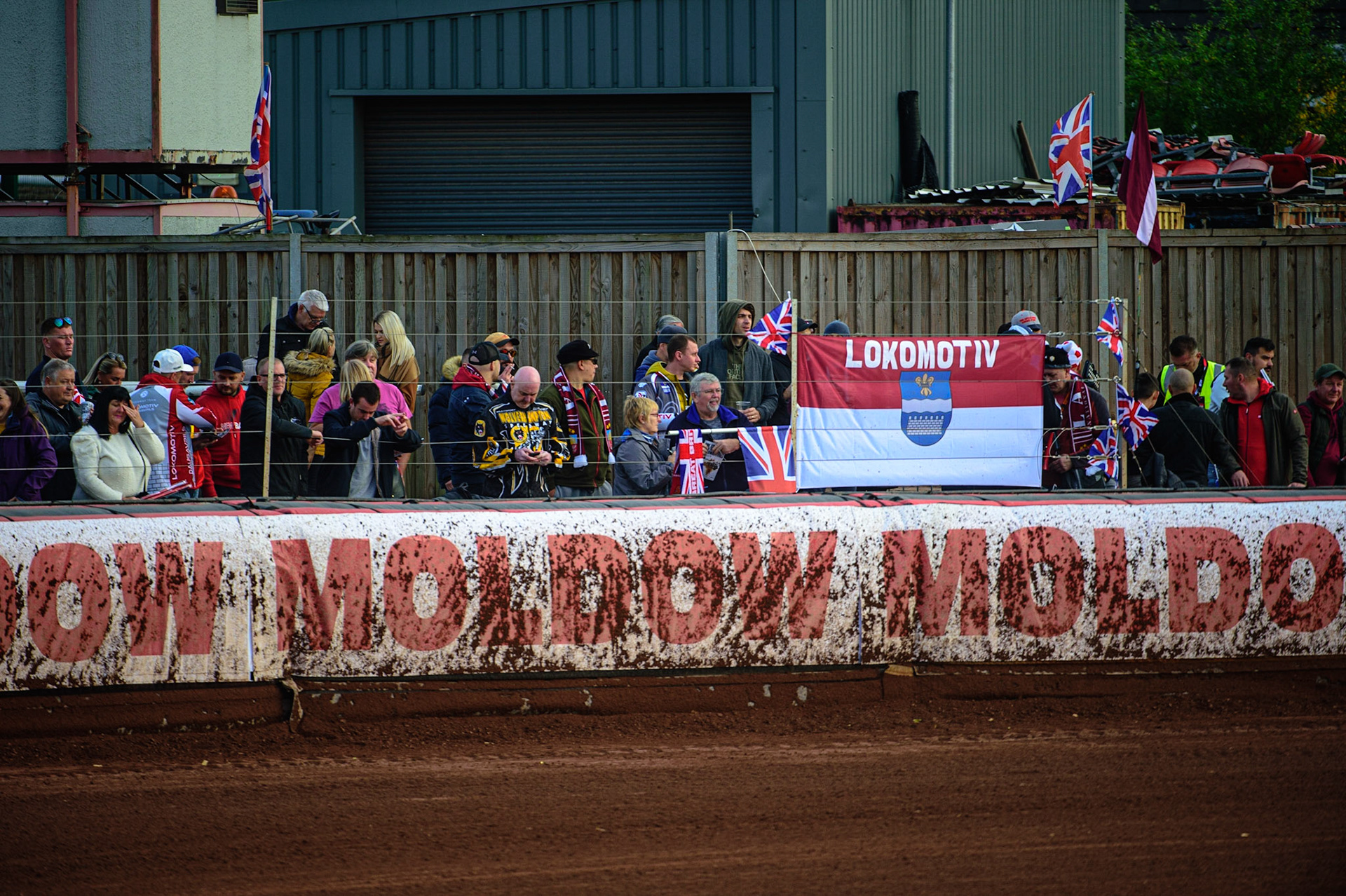 MANCHESTER, UK. OCT 16TH Latvian fans during the Monster Energy FIM Speedway of Nations at the National Speedway Stadium, Manchester on Saturday  16th October 2021. (Credit: Ian Charles | MI News)