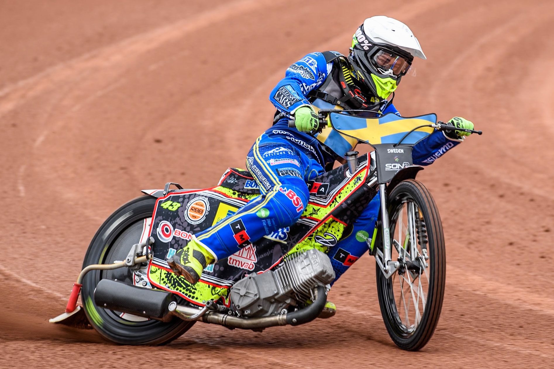 Casper Henriksson of Sweden practices during the Monster Energy FIM Speedway of Nations 2 (Under 21) Final at the National Speedway Stadium, Manchester on Friday 12th July 2024. (Photo: Ian Charles | MI News)