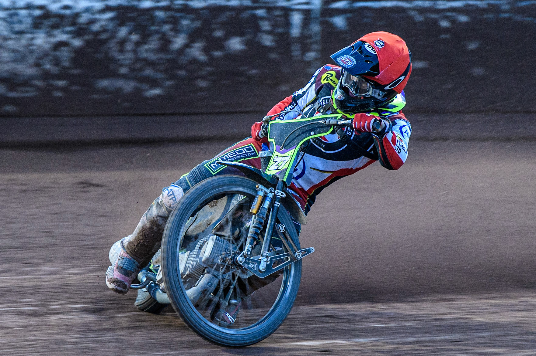 Tom Brennan  in action  for Belle Vue ATPI Aces during the SGB Premiership match between Belle Vue Aces and Peterborough at the National Speedway Stadium, Manchester on Monday 24th April 2023. (Photo: Ian Charles | MI News)