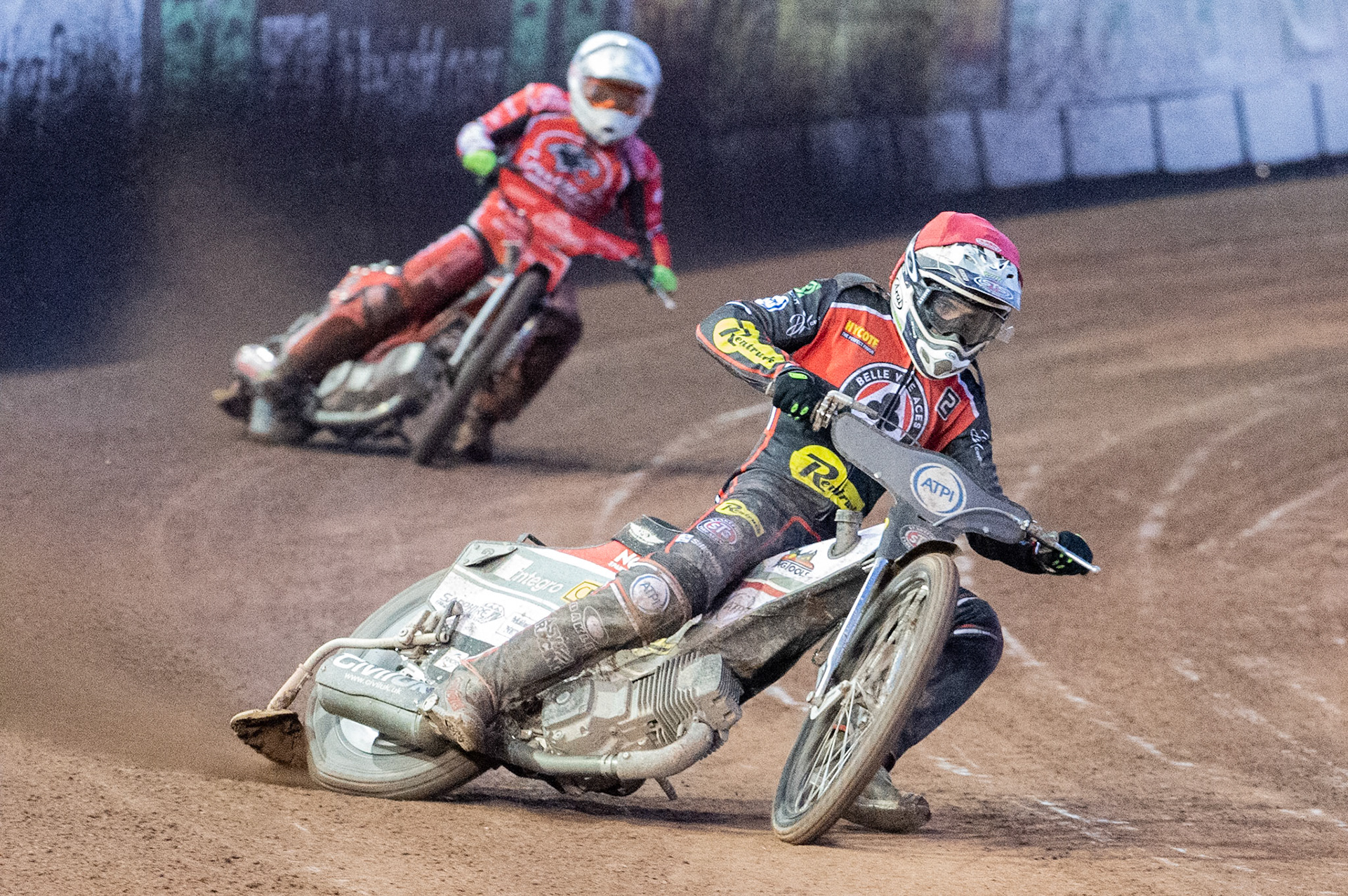 Photo by Ian Charles:

Steve Worrall (Red) leads Lasse Bjerre (White)

Belle Vue Aces v Peterborough Panthers, National Speedway Stadium, Manchester, Wednesday, 10, April, 2019