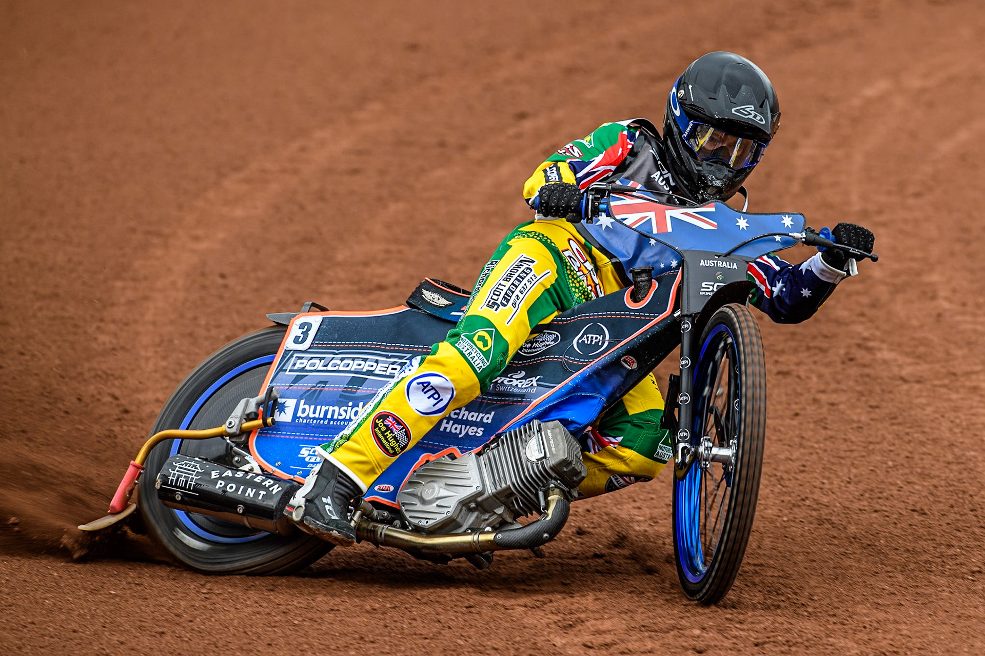 Brady Kurtz of Australia practices during the Monster Energy FIM Speedway of Nation Semi Final 2 at the National Speedway Stadium, Manchester on Wednesday 10th July 2024. (Photo: Ian Charles | MI News)