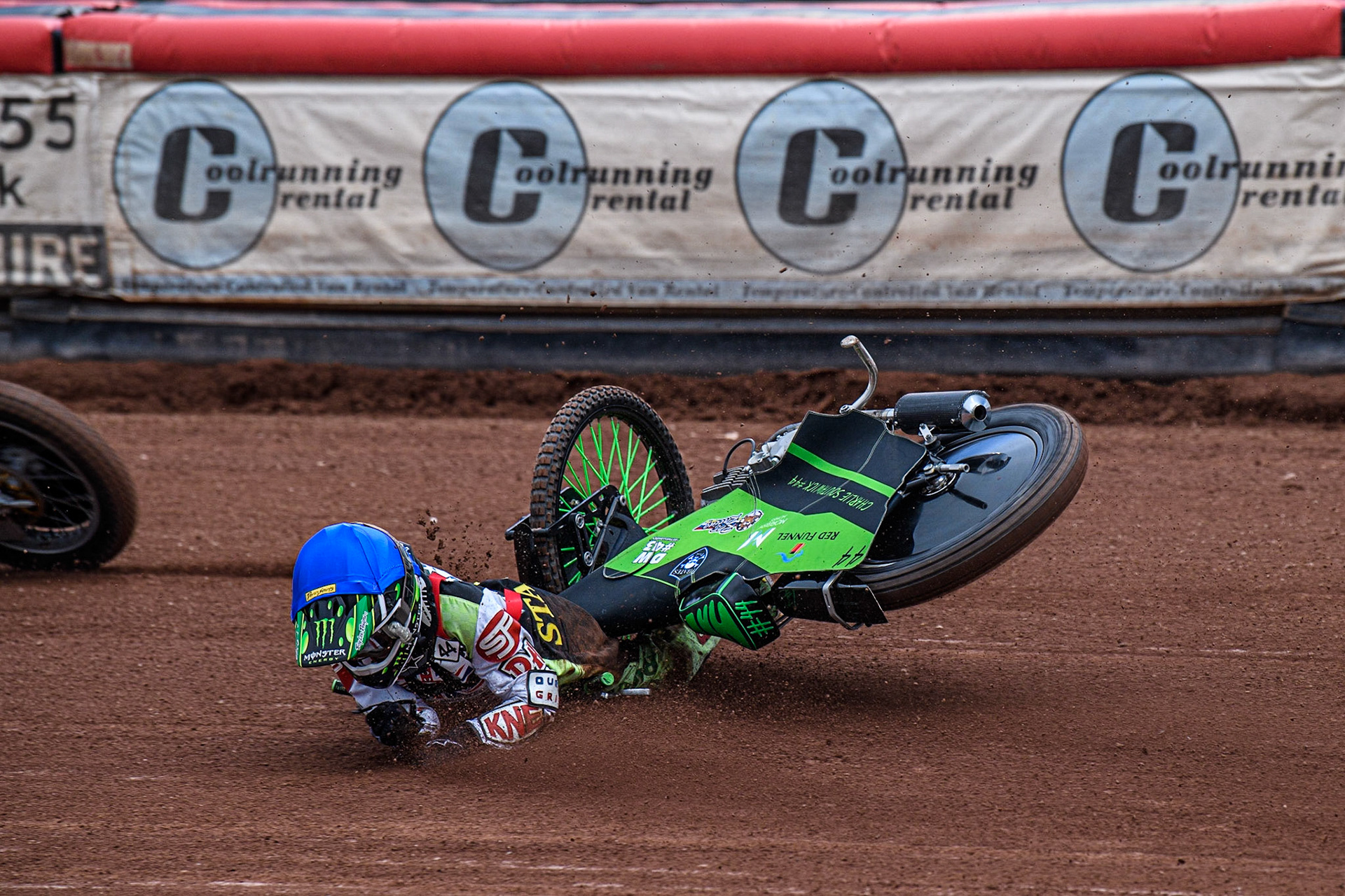 Charlie Southwick  falls during the British Youth Championships at the National Speedway Stadium, Manchester on Friday 12th May 2023. (Photo: Ian Charles | MI News)