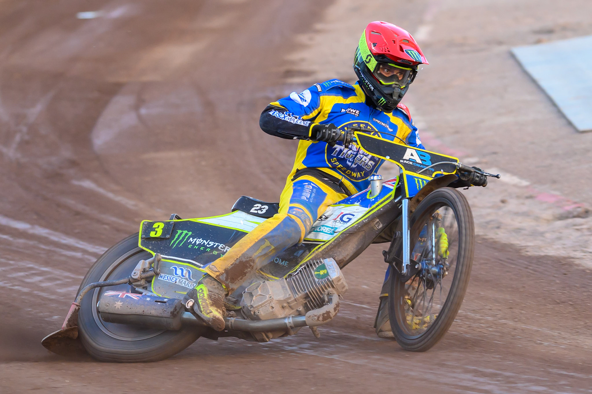 Chris Holder of Sheffield Tigers in action during the Rowe Motor Oil Premiership match between Sheffield Tigers and Belle Vue Aces at Owlerton Stadium, Sheffield on Monday 25th May 2026. (Photo: Ian Charles | MI News)