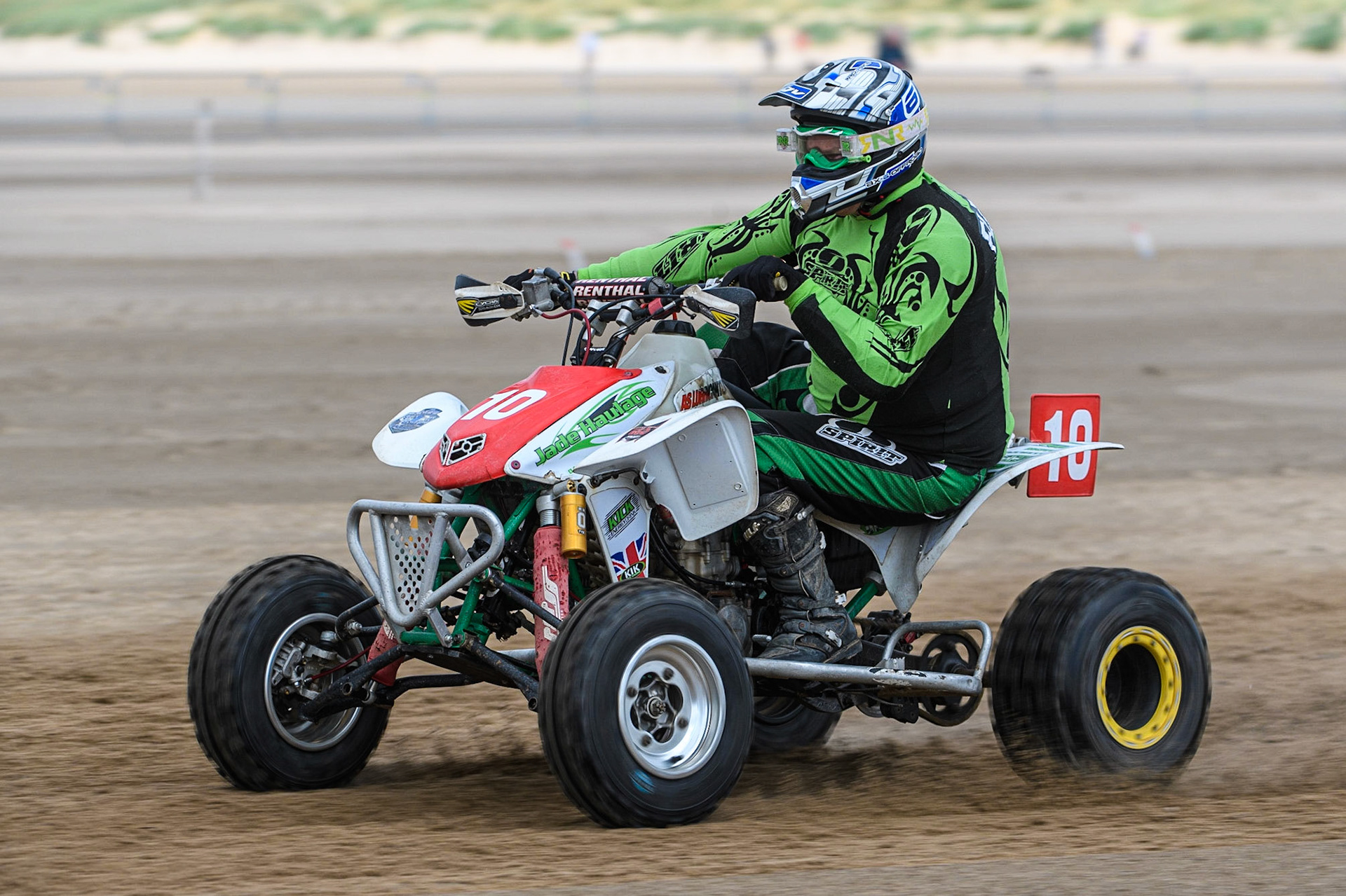 Duncan Elliot (10) in practice during the Fylde ACU British Sand Racing Masters Championship at  St Annes on Sea, Lancashire on Sunday 30th July 2023. (Photo: Ian Charles | MI News)