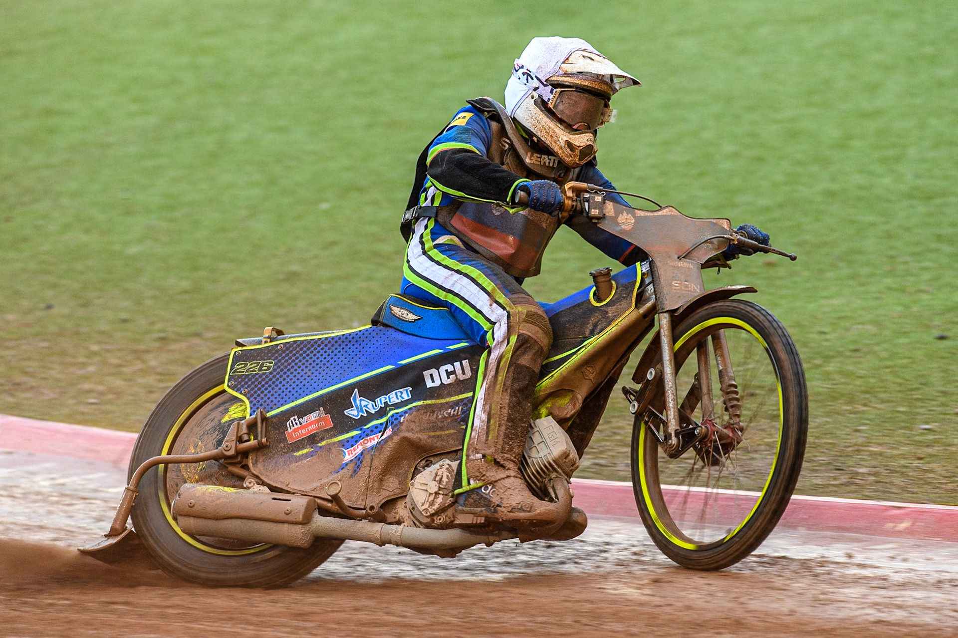 Anze Grmek of Slovenia in action during the Monster Energy FIM Speedway of Nation Semi Final 2 at the National Speedway Stadium, Manchester on Wednesday 10th July 2024. (Photo: Ian Charles | MI News)