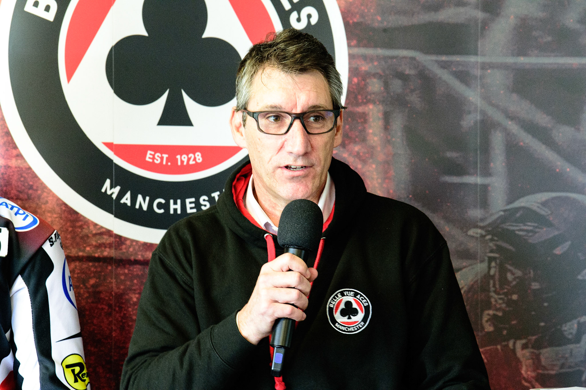MANCHESTER, UK. MAR 14TH Marlk Lemon, Belle Vue CEO and manager of the Belle Vue 'ATPI' Aces during the Belle Vue Speedway Media Day at the National Speedway Stadium, Manchester on Monday 14th March 2022. (Credit: Ian Charles | MI News)