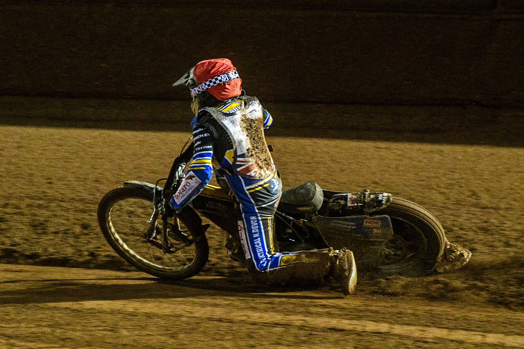 Ben Barker struggles in the deep track during the Sports Insure British Speedway Final at the National Speedway Stadium, Manchester on Monday 14th August 2023. (Photo: Ian Charles | MI News)