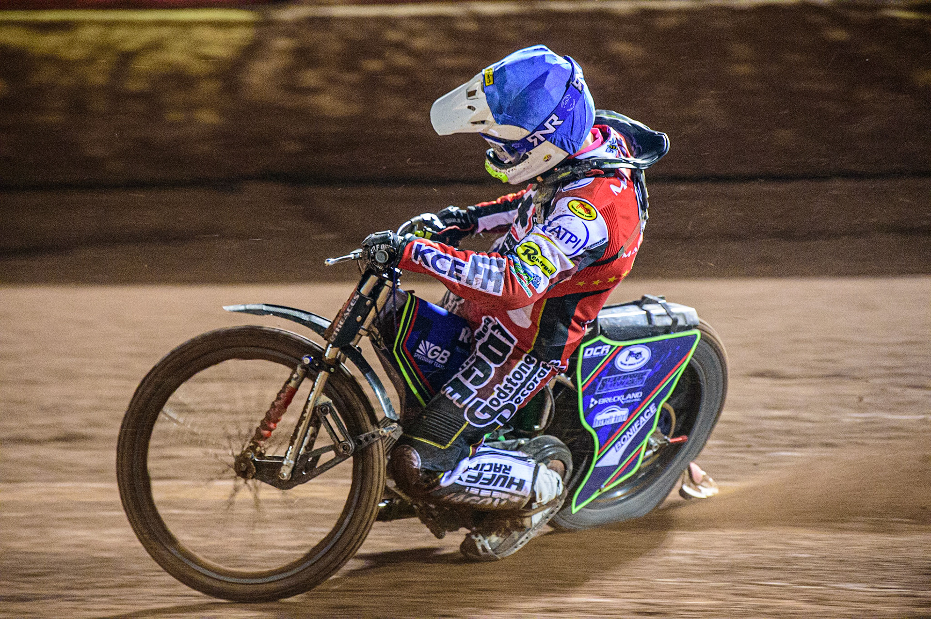 Jake Mulford  in action  for Belle Vue ‘ATPI’ Aces  during the SGB Premiership match between Belle Vue Aces and Sheffield Tigers at the National Speedway Stadium, Manchester on Monday 27th March 2023. (Photo: Ian Charles | MI News)