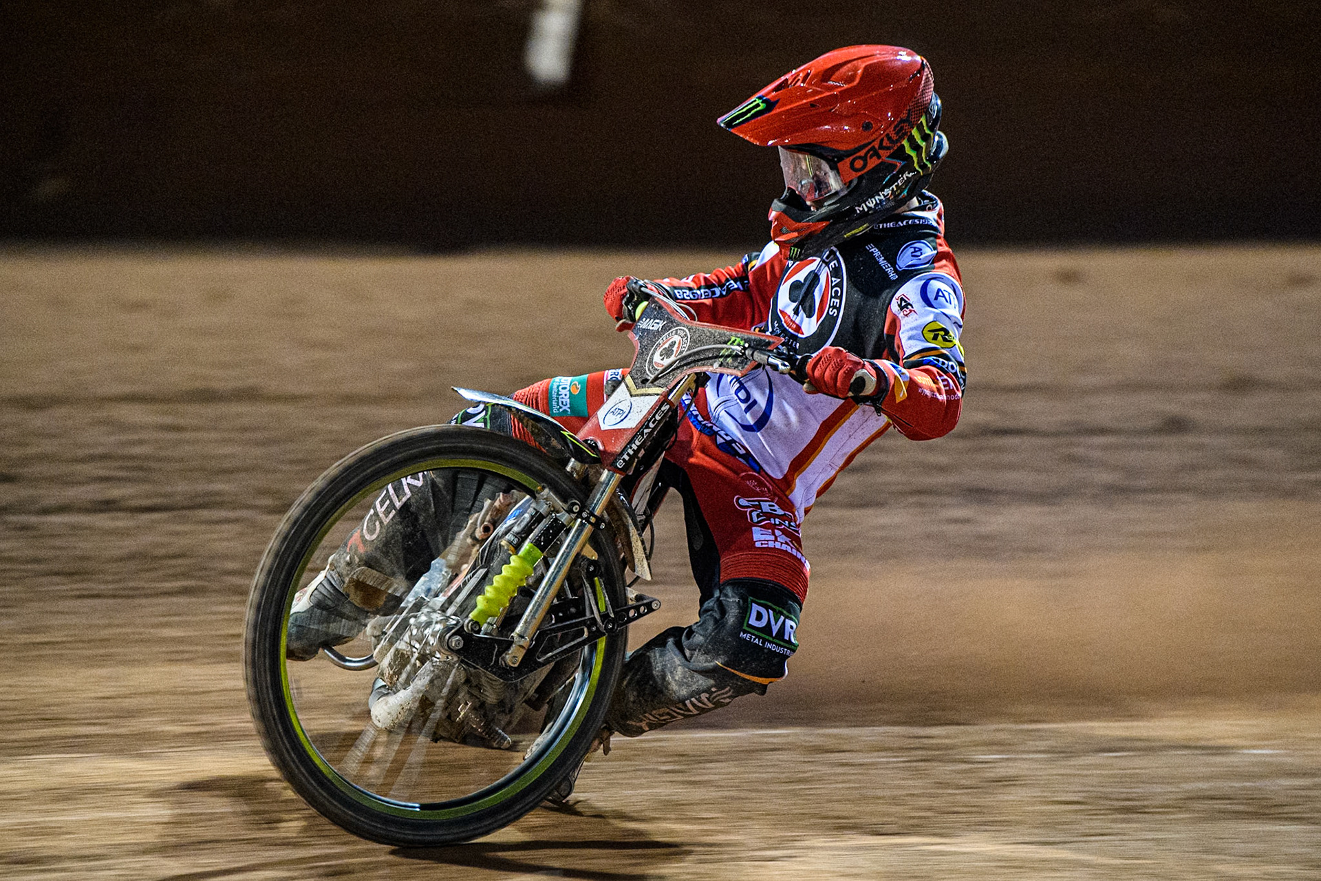 Jaimon Lidsey of Belle Vue Aces in action during the Rowe Motor Oil Premiership match between Belle Vue Aces and King's Lynn Stars at the National Speedway Stadium, Manchester on Monday 5th April 2025. (Photo: Ian Charles | MI News)