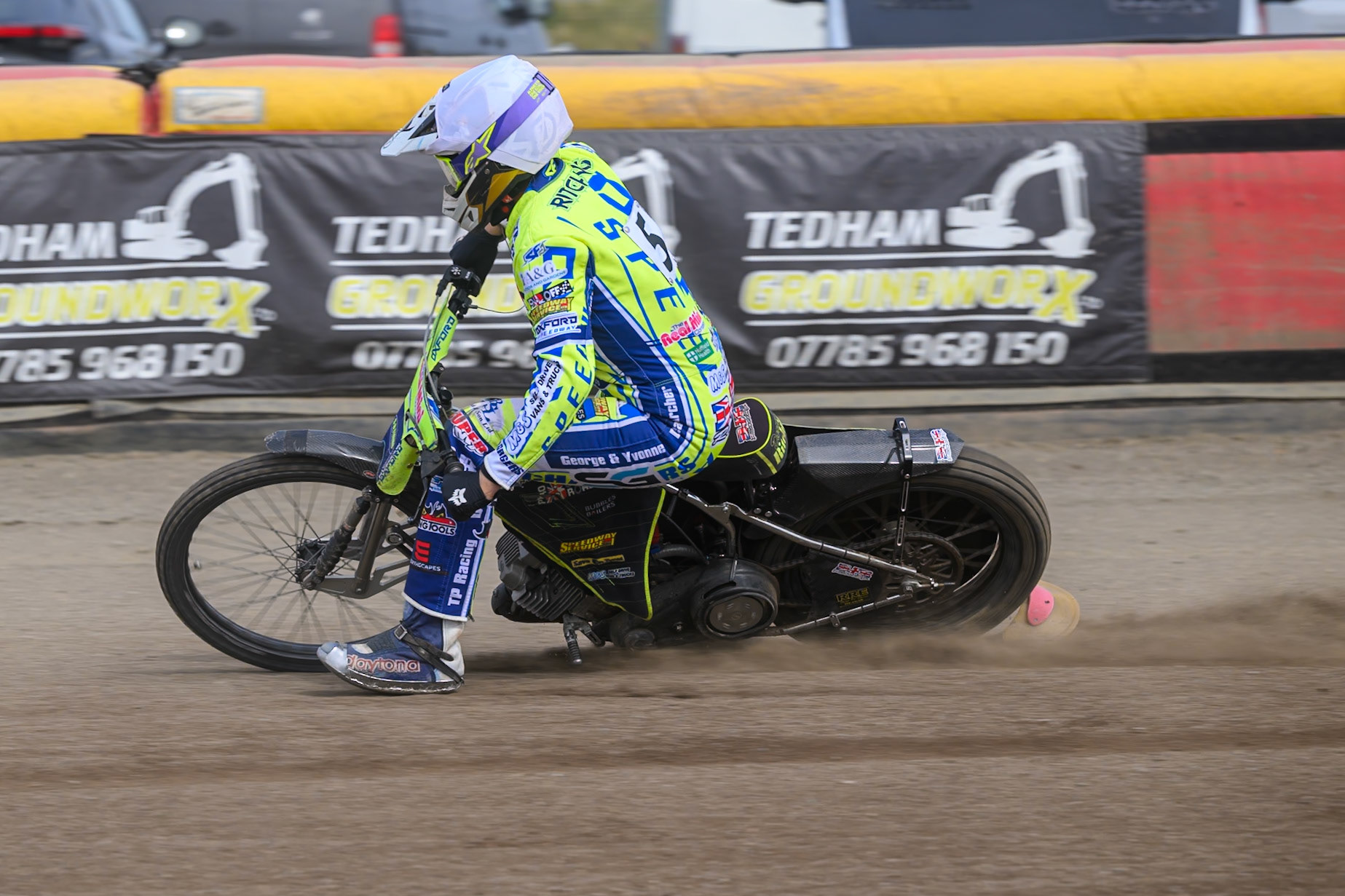 Darryl Ritchings of Oxford Chargers gets out of shape as he hits a rut during the WSRA National Development League match between Buxton Bulls and Oxford Chargers at Hi-Edge Speedway, Buxton on Sunday 2nd August 2026. (Photo: Ian Charles | MI News)