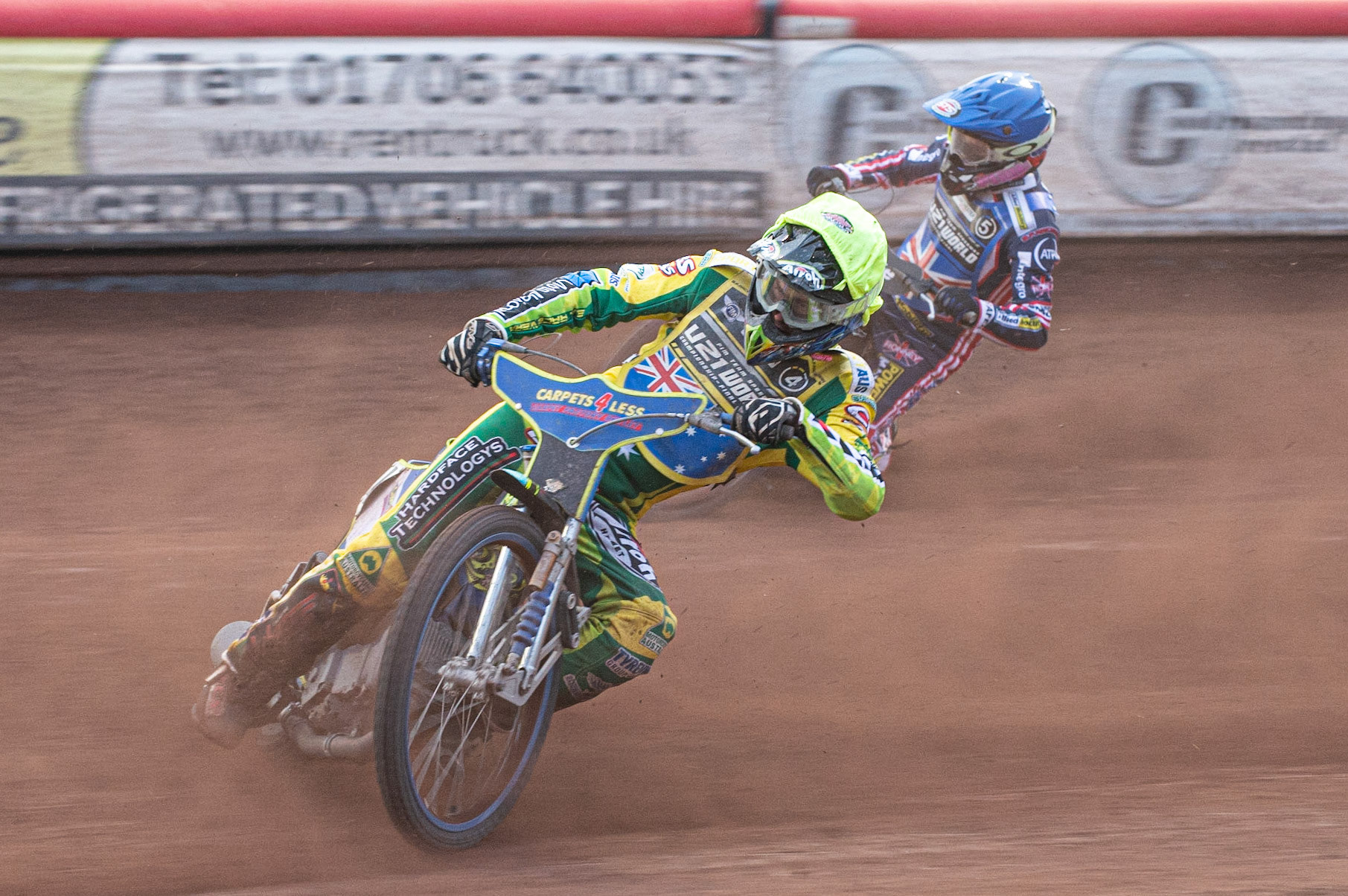Photo: Ian Charles

Kye Thomson (Yellow) leads Leon Flint (Blue)

FIM Team Speedway U-21 World Championship, National Speedway Stadium, Manchester Friday 12 July  2019