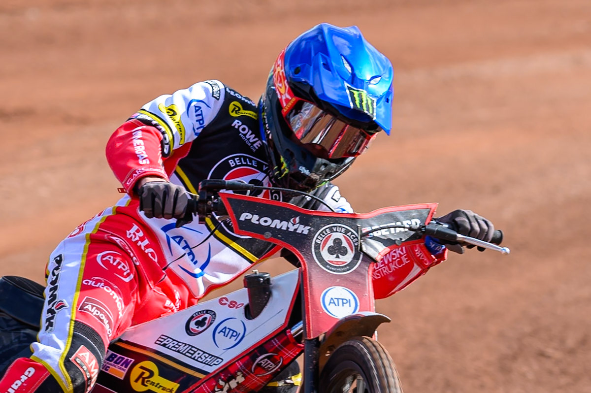 Dan Bewley of Belle Vue Aces in action during the Belle Vue Aces Media Day at the National Speedway Stadium, Manchester on Wednesday 11th March 2026. (Photo: Ian Charles | MI News)