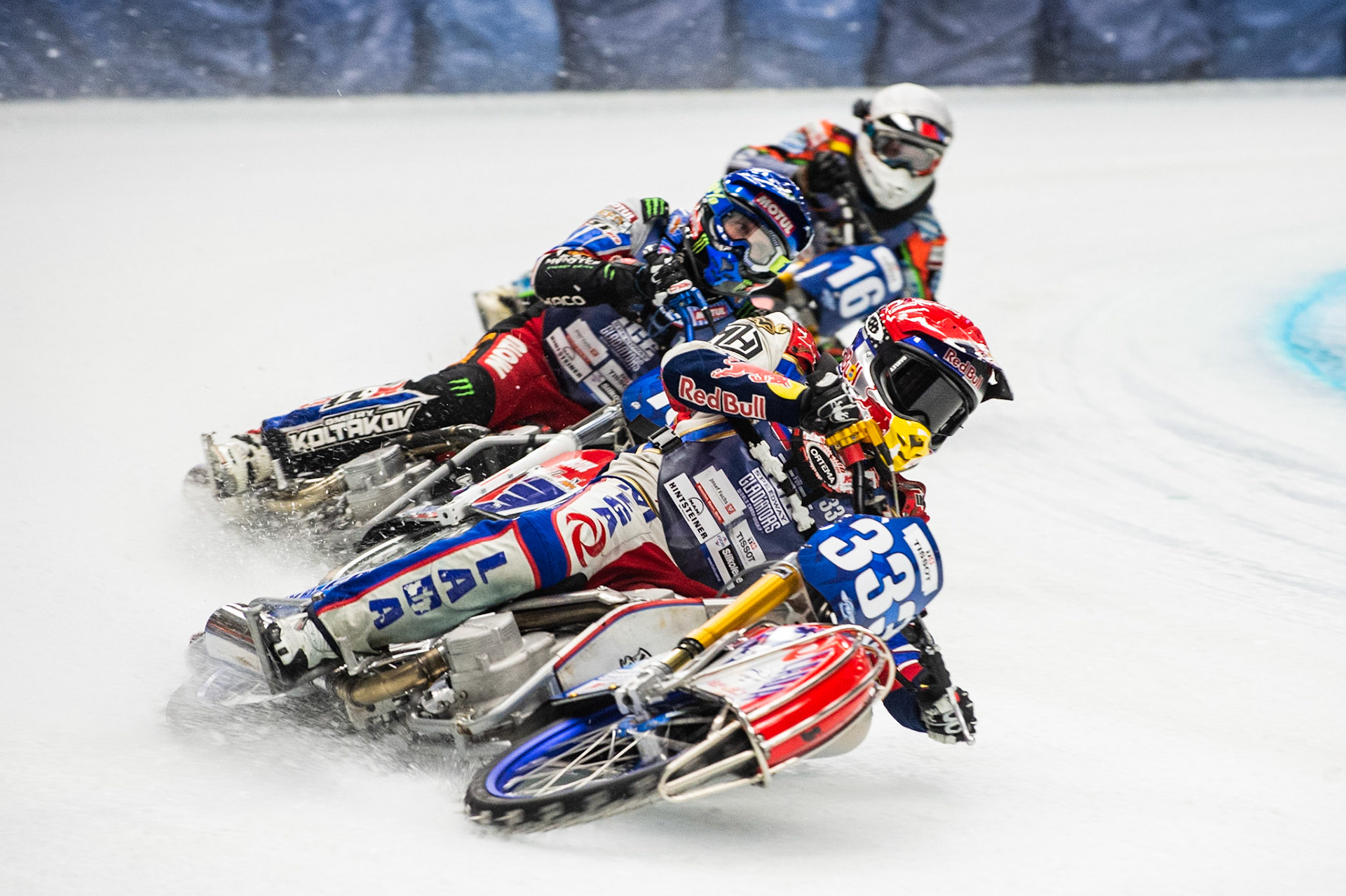 Photo: Ian Charles

Danil Ivanov (333) leads Dmitri Koltakov (106) (Blue)  and Markus Jell (16)

FIM Ice Speedway Gladiators World Championship, Event 4.1, Max-Aicher-Arena, Inzell, Germany, Saturday 16 March 2019