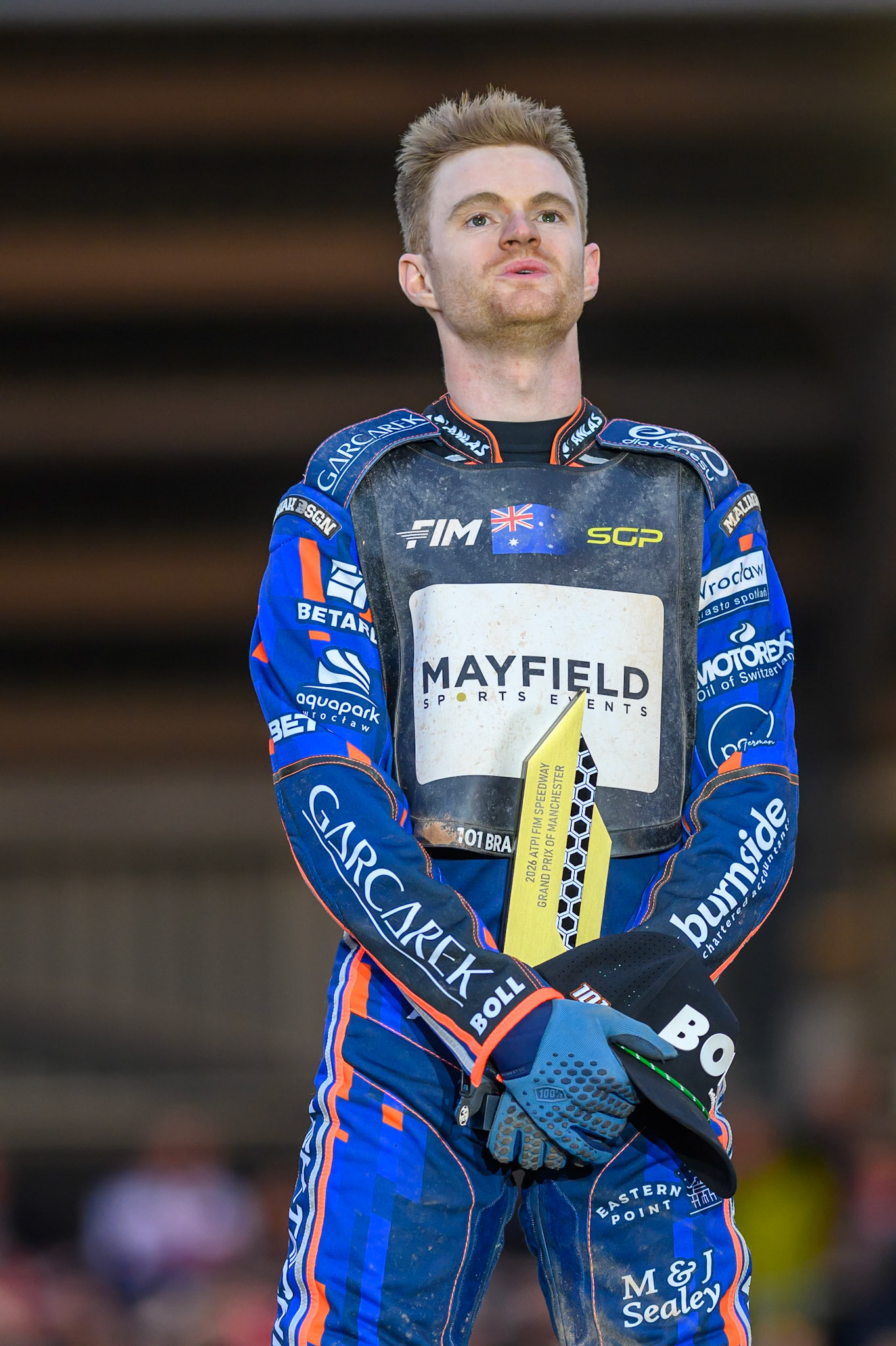 Brady Kurtz (101) of Australia during the ATPI  FIM Speedway GP of Manchester at the National Speedway Stadium, Manchester on Saturday 6th June 2026. (Photo: Ian Charles | MI News)
