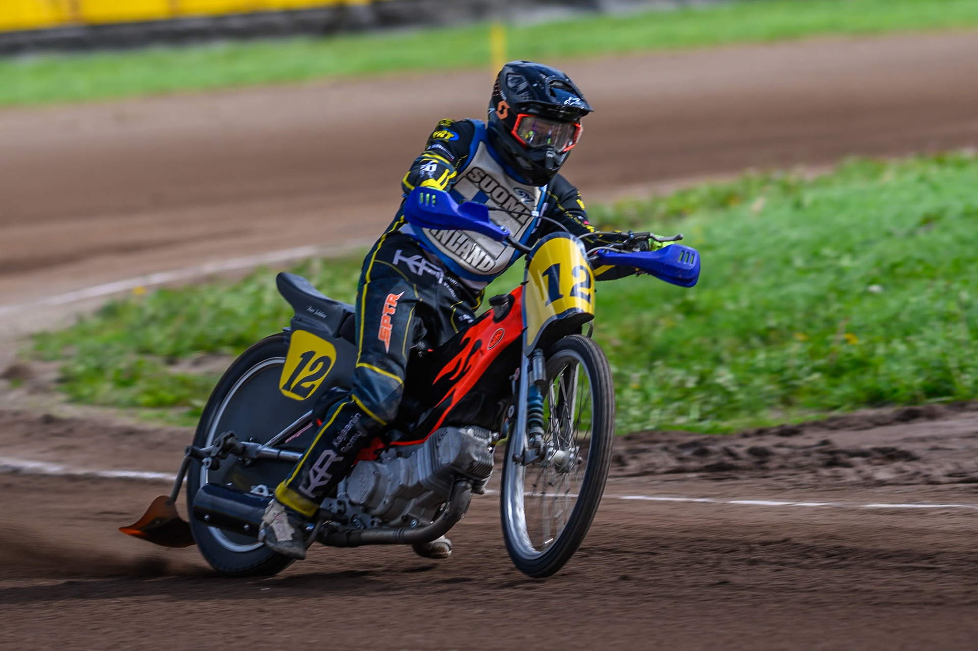 Ossi Rantala (12) of Finland during practice for  the FIM Long Track of Nations 2026 at the Speed Centre Roden in the Netherlands on Sunday 20th September 2026. (Photo: Ian Charles | MI News)
