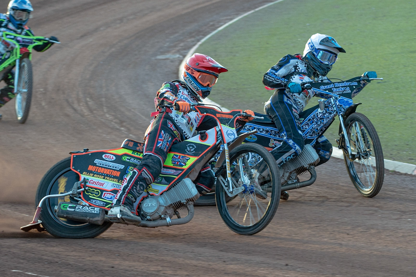 Photo: Ian Charles

Jordan Palin (Red) outside Harry McGurk (White)

Summer Speed Saturday & British Youth Speedway Championship Round 5, National Speedway Stadium, Manchester, Saturday 22 June 2019