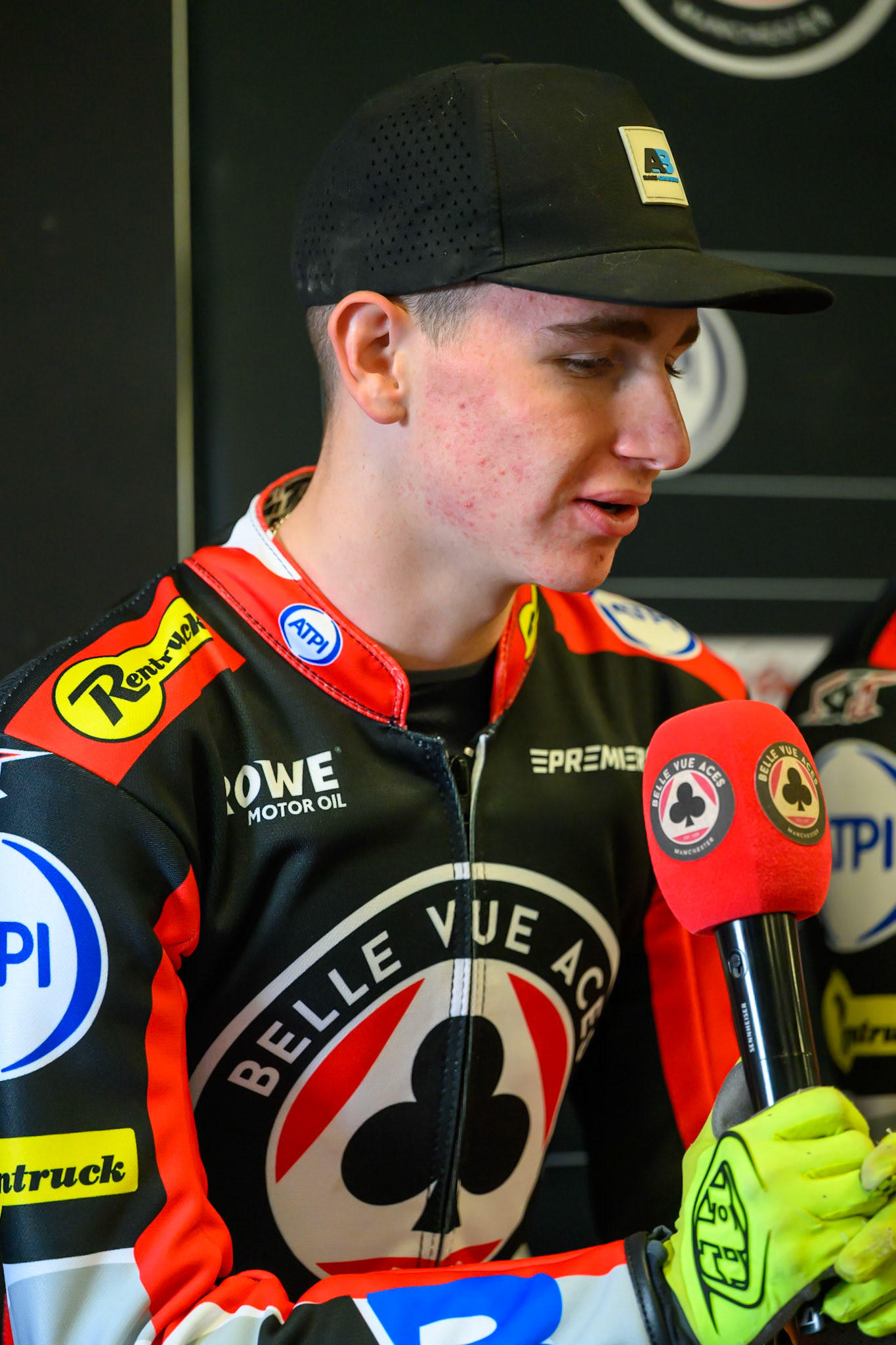 Will Cairns, Rising Star Rider of Belle Vue Aces at the Press Conference during the Belle Vue Aces Media Day at the National Speedway Stadium, Manchester on Wednesday 11th March 2026. (Photo: Ian Charles | MI News)