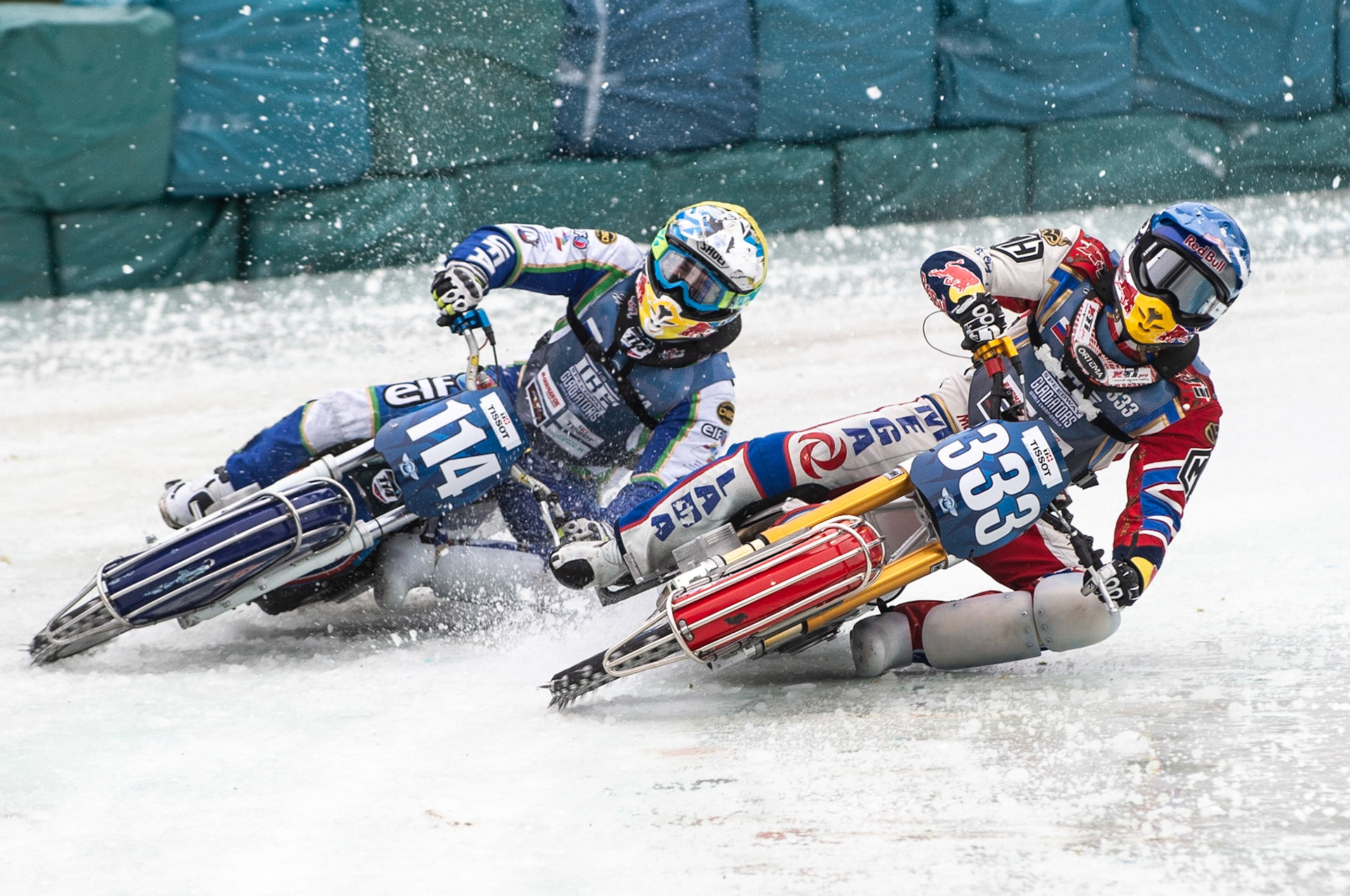 Photo: Ian Charles

Danil Ivanov (333) inside Dinar Valeev (114)

FIM Ice Speedway Gladiators World Championship, Final 3.2, Horst-Dohm Eisstadion, Berlin, Germany Sunday  3  March  2019