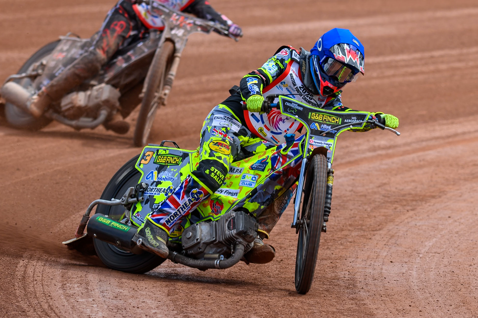 BRITISH YOUTH CHAMPIONSHIP (250cc): Archie Rolph (3) in action during the British Youth Speedway Championship at the National Speedway Stadium, Manchester on Sunday 10th May 2026. (Photo: Ian Charles | MI News)