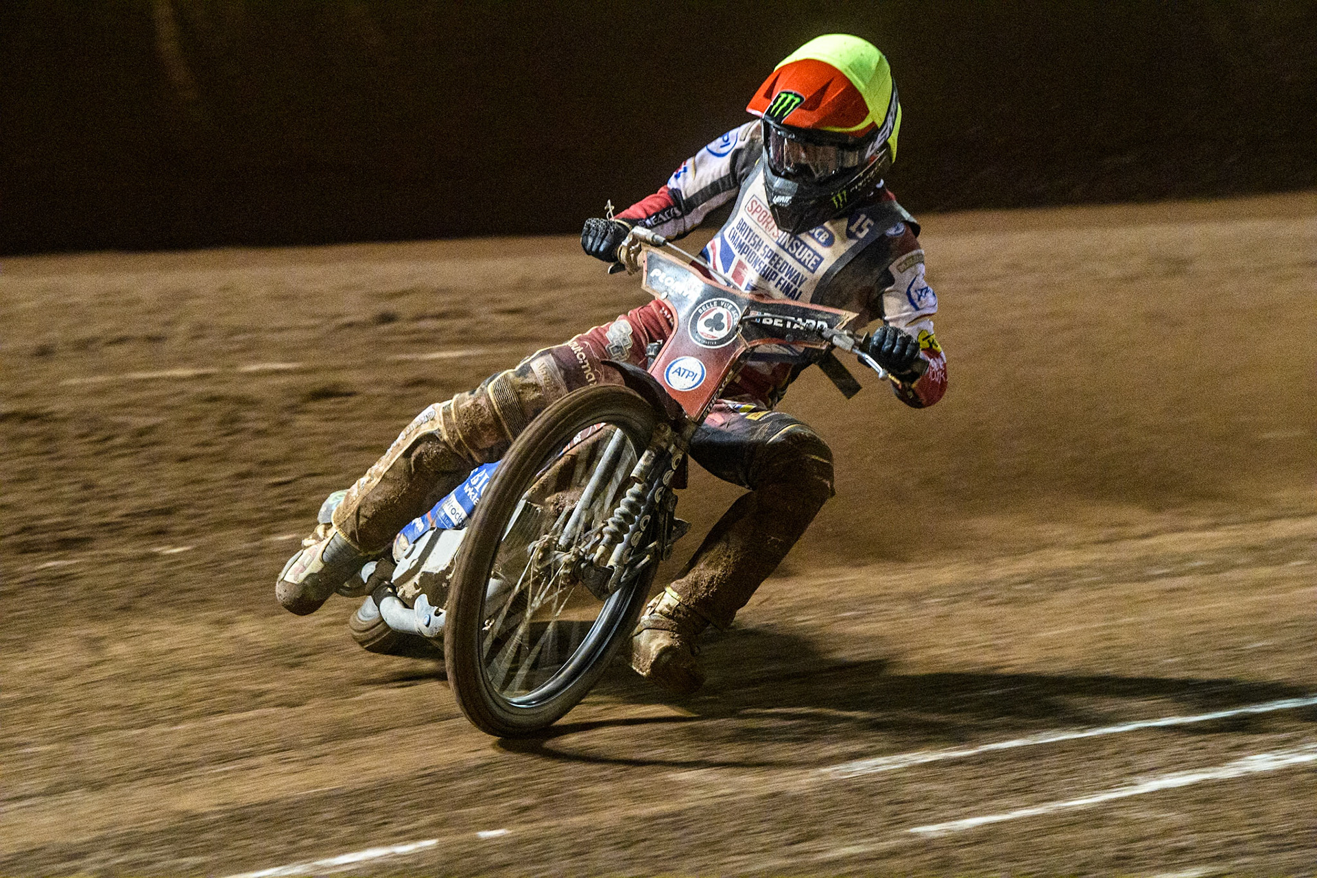 Dan Bewley leads the Final during the Sports Insure British Speedway Final at the National Speedway Stadium, Manchester on Monday 14th August 2023. (Photo: Ian Charles | MI News)