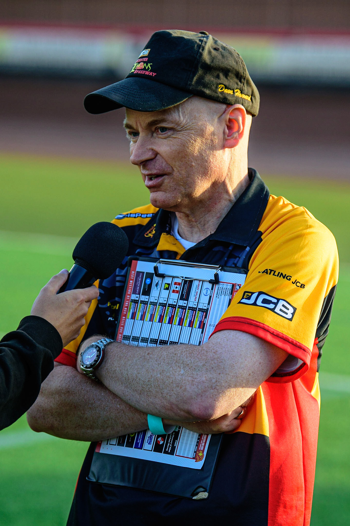 Dave Howard, Team Manager of Leicester Lion Cubs during the National Development League match between Belle Vue Aces and Leicester Lions at the National Speedway Stadium, Manchester on Friday 19th August 2022. (Credit: Ian Charles | MI News)
