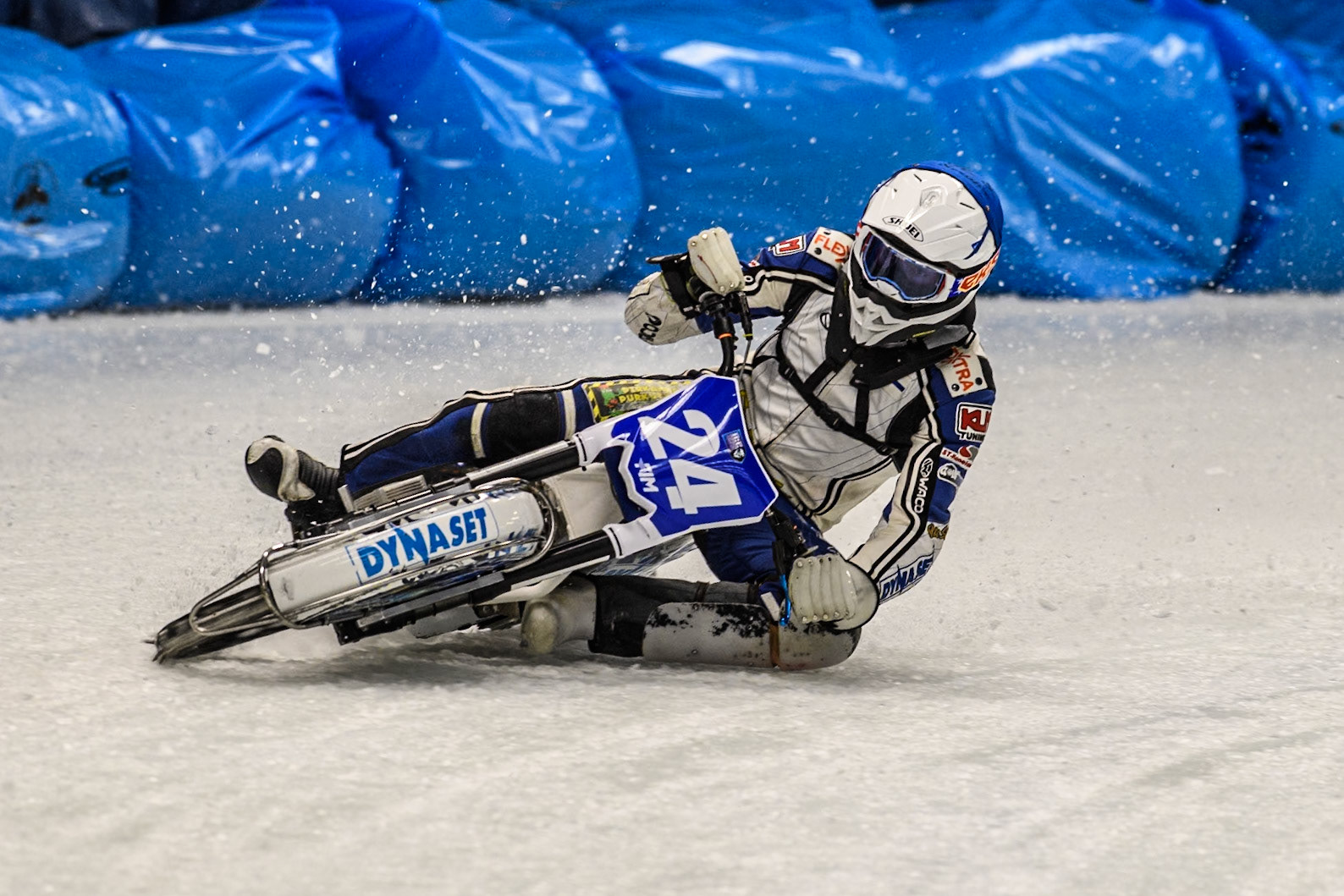 Max Koivula (24) of Finland in action during the Ice Speedway Gladiators World Championship Final 1 at Max-Aicher-Arena, Inzell on Saturday 15th March 2025. (Photo: Ian Charles | MI News)