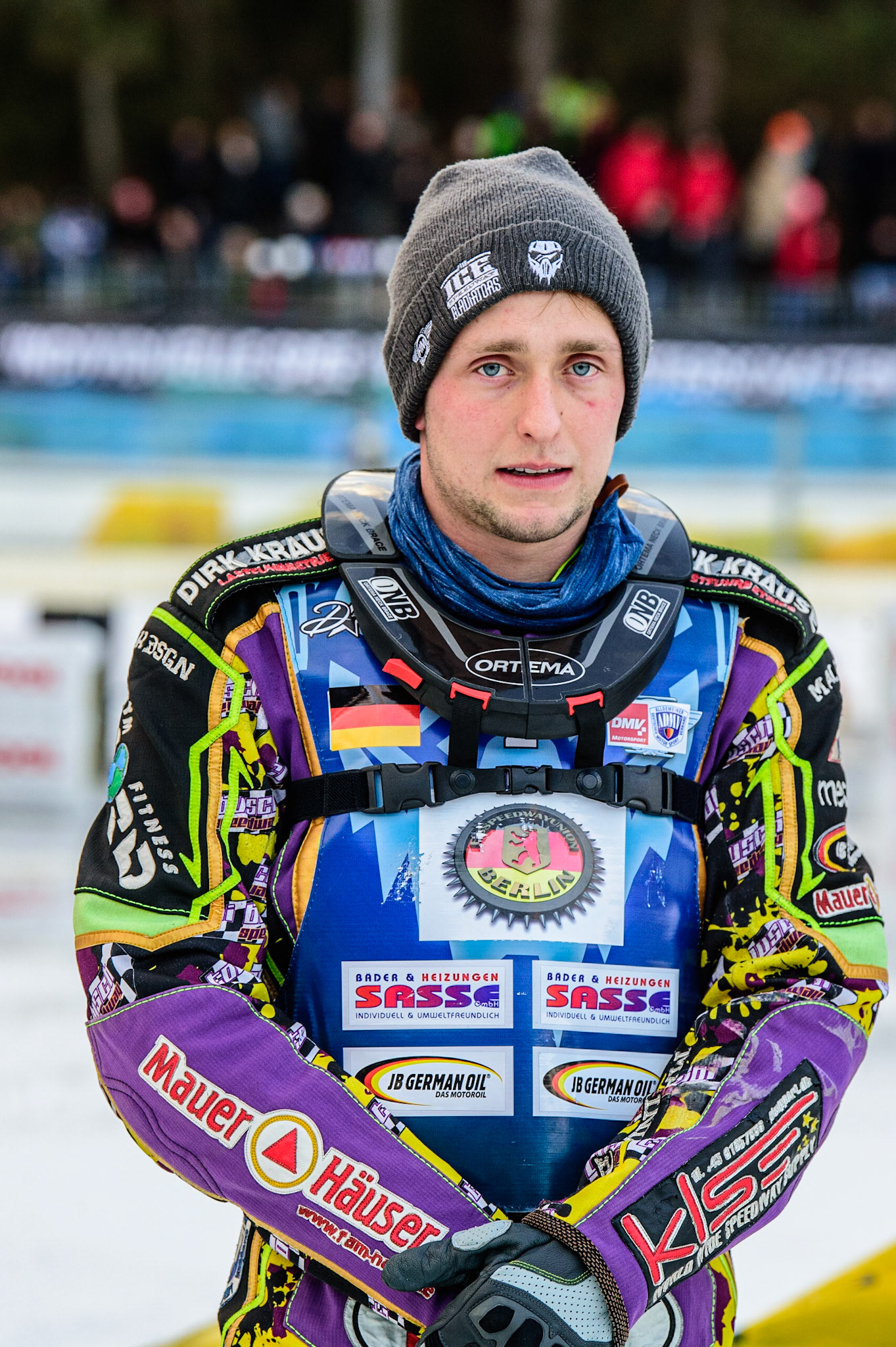 Maximillian Neidermaier  during the German Individual Ice Speedway Championship at Horst-Dohm-Eisstadion, Berlin on Friday 3rd March 2023. (Photo: Ian Charles | MI News)