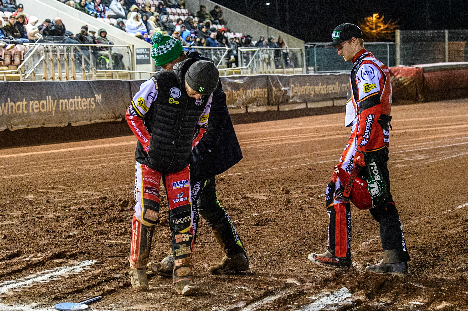 Riders check out the start line before the final: during the Peter Craven Memorial Trophy at the National Speedway Stadium, Manchester on Monday 17th March 2025. (Photo: Ian Charles | MI News)