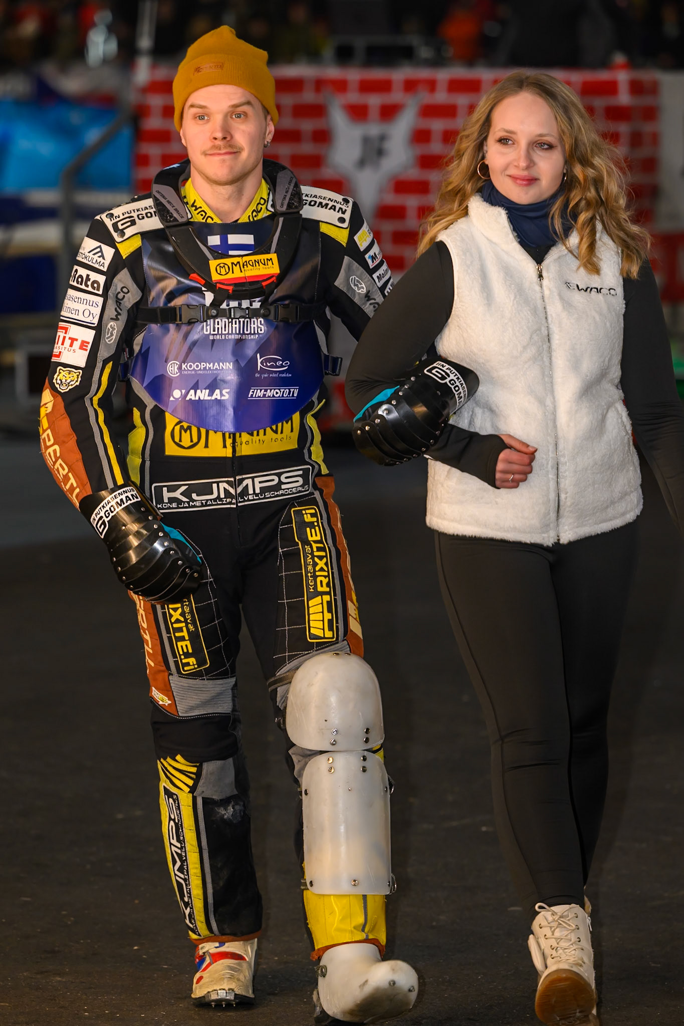 \676\is accompanied by a start girl  during the Ice Speedway Gladiators World Championship Final 2 at Max-Aicher-Arena, Inzell on Sunday 15th March 2026. (Photo: Ian Charles | MI News)