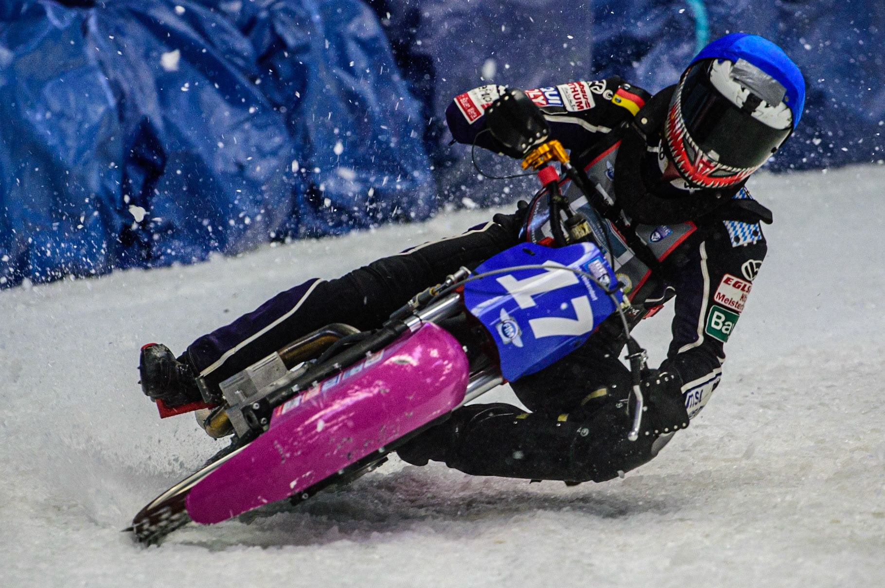 Benedikt Monn (17) in action during the Ice Speedway Gladiators World Championship Final 2 at Max-Aicher-Arena, Inzell, Germany on Sunday 19th March 2023. (Photo: Ian Charles | MI News)
