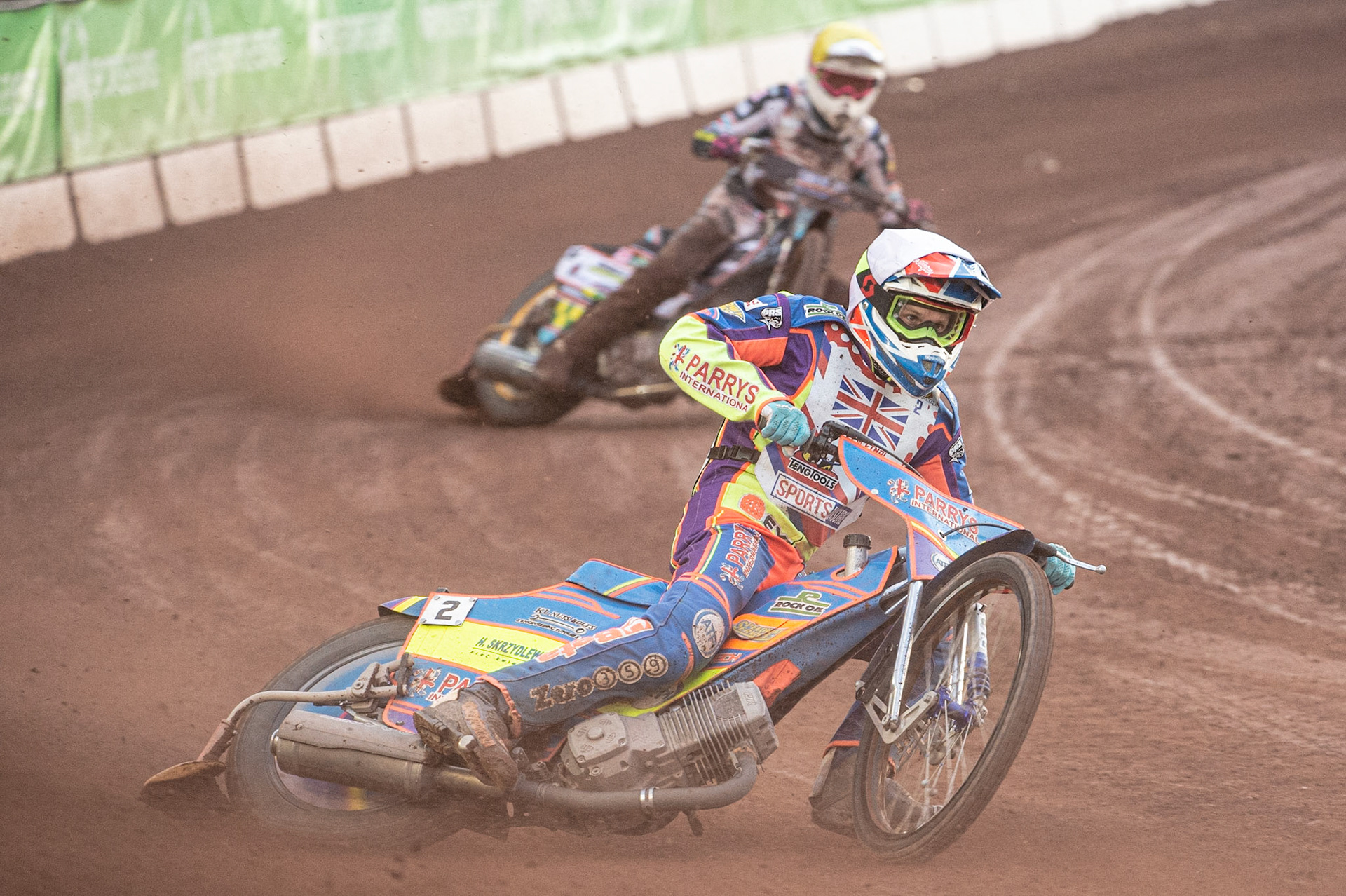 Photo: Ian Charles

Rory Schlein (White) leads Danny Ayres (Yellow)

Sports Insure British Final,  Belle Vue National Speedway Stadium, Manchester Monday 29  July  2019