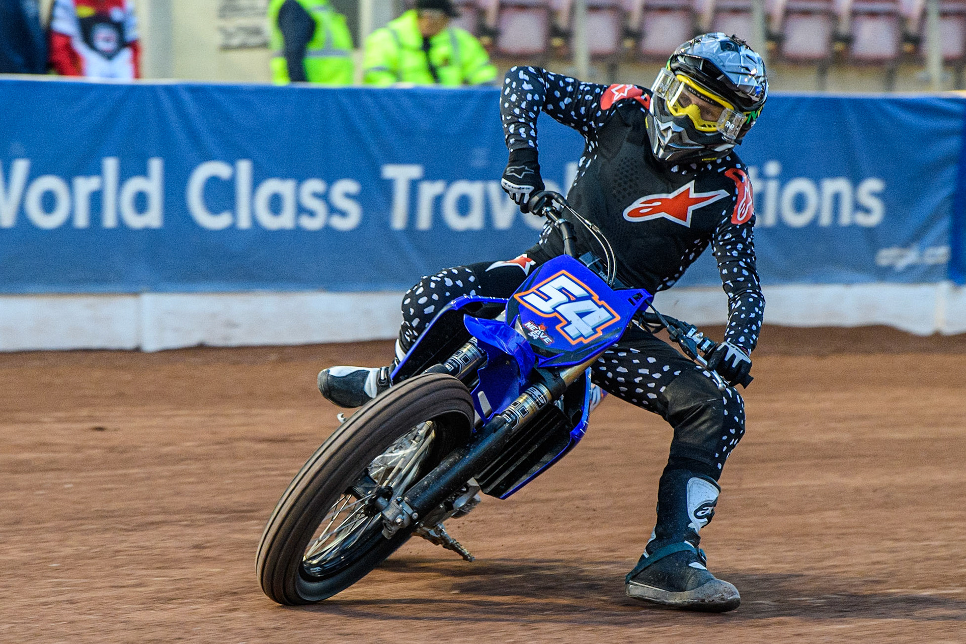 Tim Neave (54) in action  during the Sports Insure Premiership match between Belle Vue Aces and Wolverhampton Wolves at the National Speedway Stadium, Manchester on Monday 3rd July 2023. (Photo: Ian Charles | MI News)