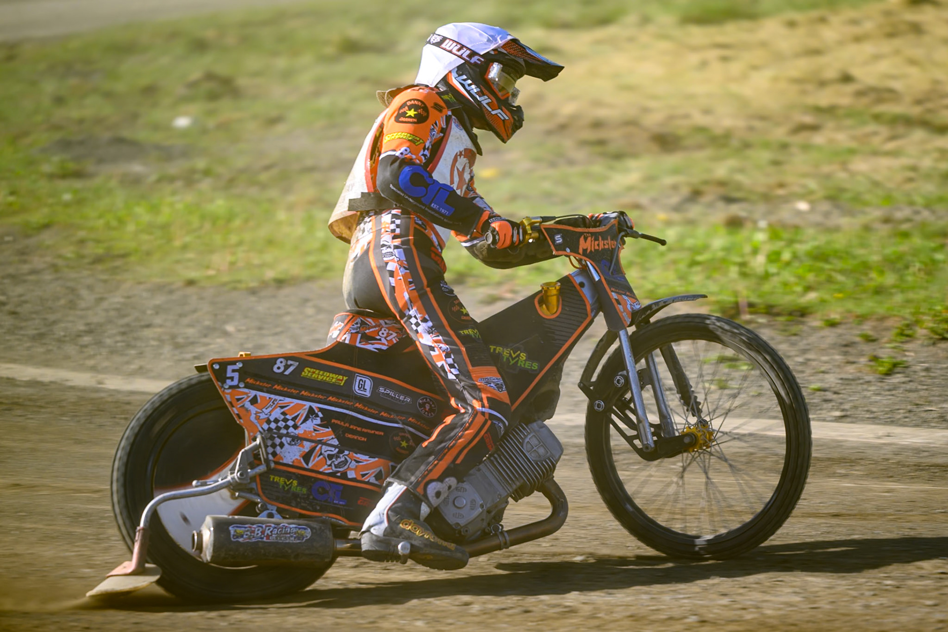 Mickie Simpson of Stoke Potters in action during the National Development League Challenge match between Buxton Bulls and Stoke Potters at Hi-Edge Speedway, Buxton on Sunday 24th May 2026. (Photo: Ian Charles | MI News)