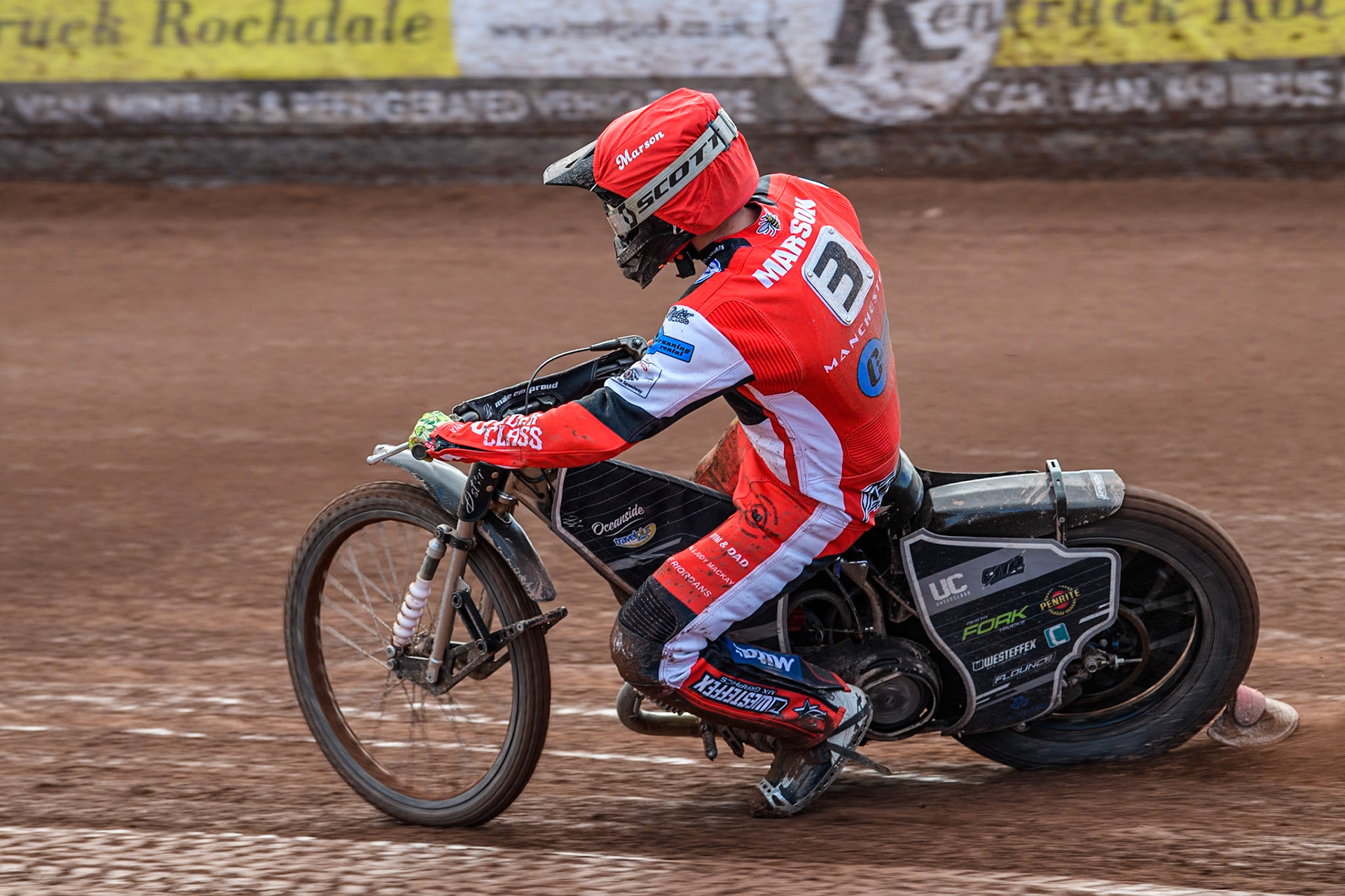 Belle Vue Colts' Matt Marson in action for Belle Vue Cool Running Colts during the WSRA National Development League match between Belle Vue Colts and Leicester Lion Cubs at the National Speedway Stadium, Manchester on Friday 29th March 2024. (Photo: Ian Charles | MI News)