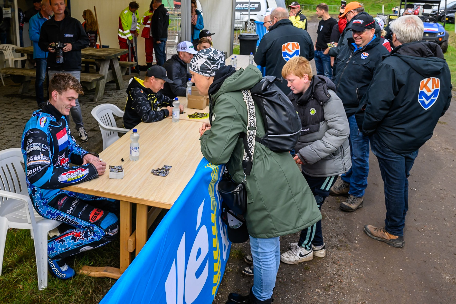 Fans at the Riders Autograph session during the FIM Long Track World Championship Final 4, at the Speed Centre Roden, Netherlands on Sunday 21st September 2025. (Photo: Ian Charles | MI News)